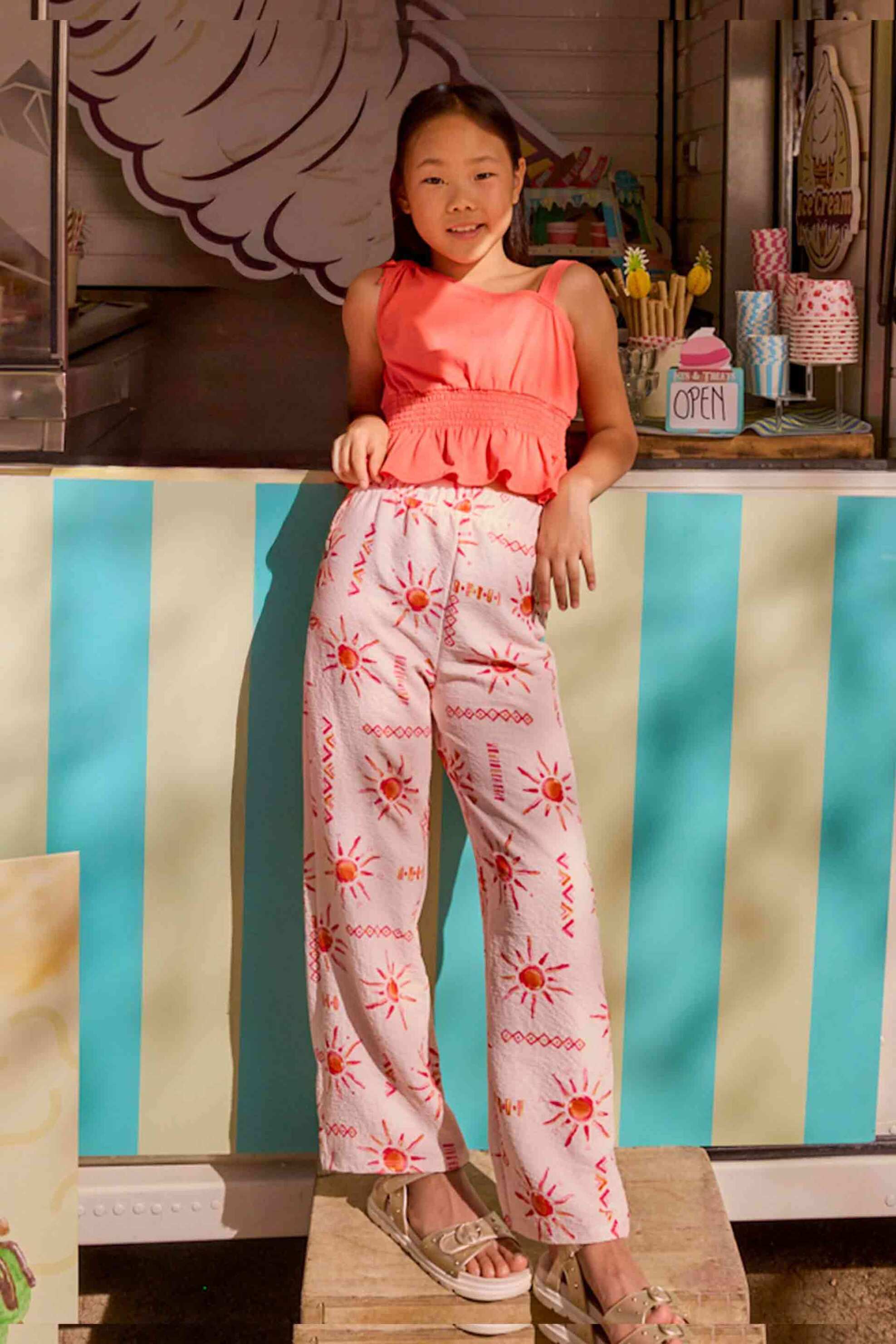 Mayoral παιδικό σετ αμάνικη μπλούζα και παντελόνι (2 τεμάχια) - 6561-S26 Ροδακινί