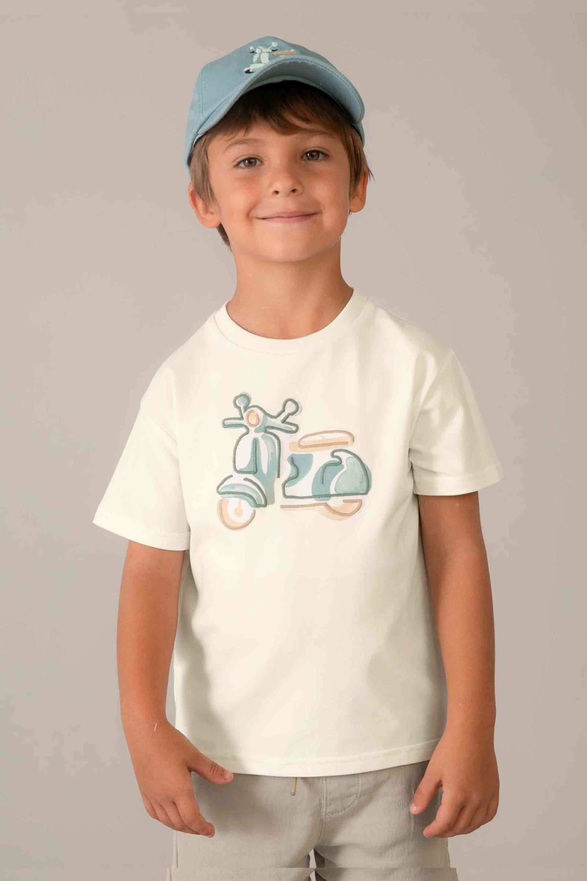 Mayoral παιδικό T-shirt με print Regular Fit - 3060-S26 Κρέμ