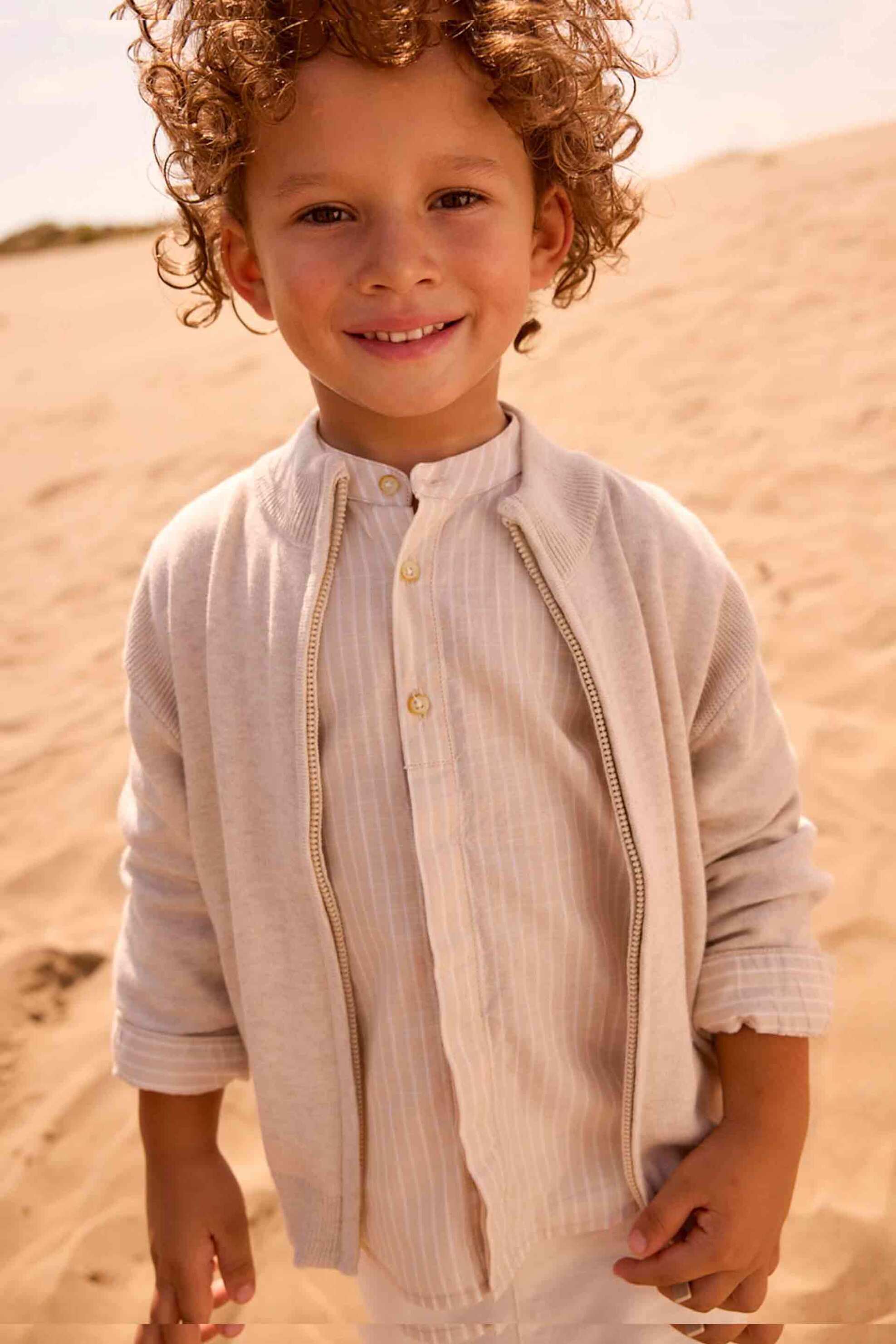 Mayoral παιδική πλεκτή ζακέτα μονόχρωμη - 3382-S26 Μπεζ