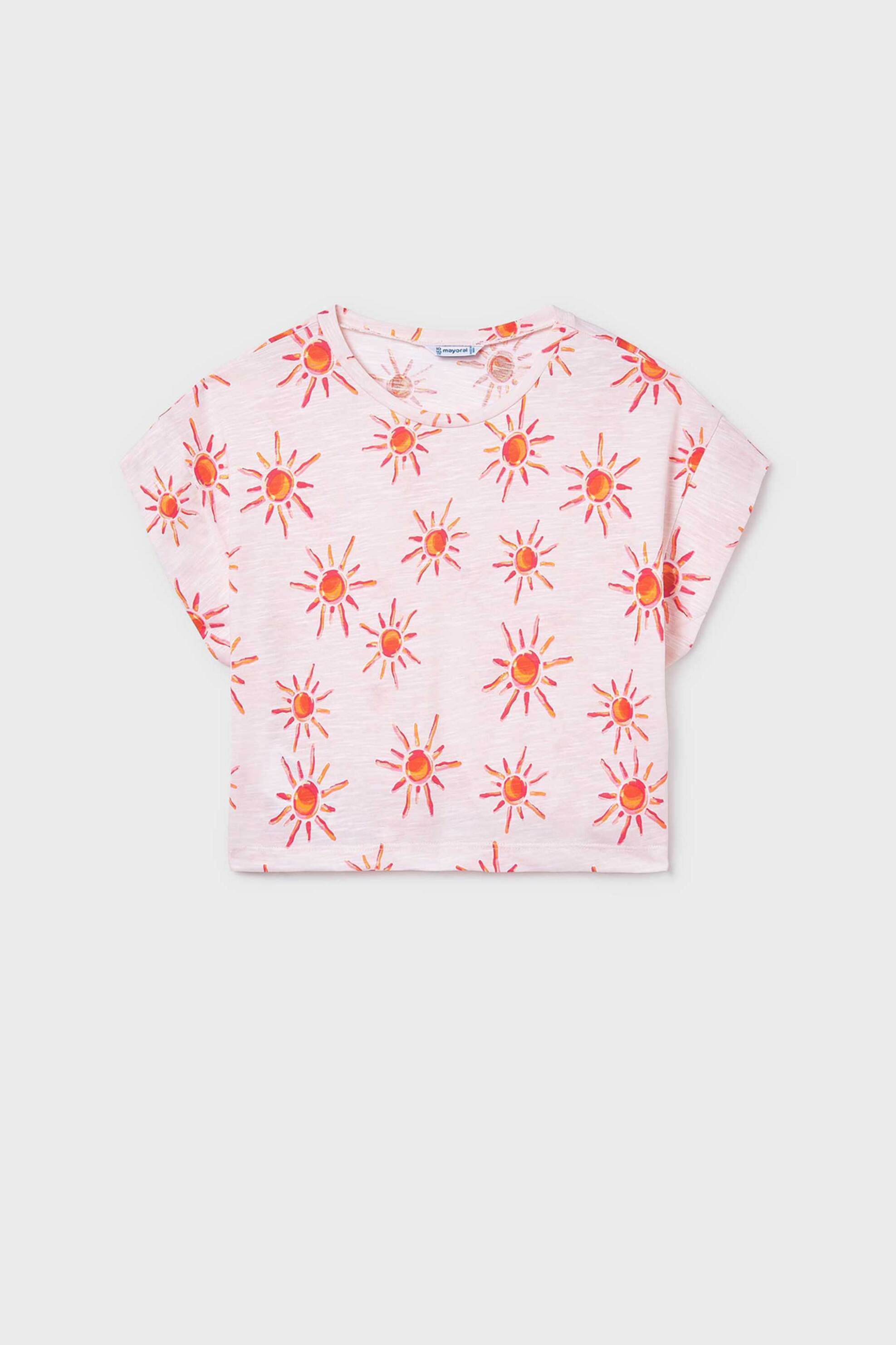 Mayoral παιδική μπλούζα με all-over print Regular Fit - 6012-S26 Κοραλί