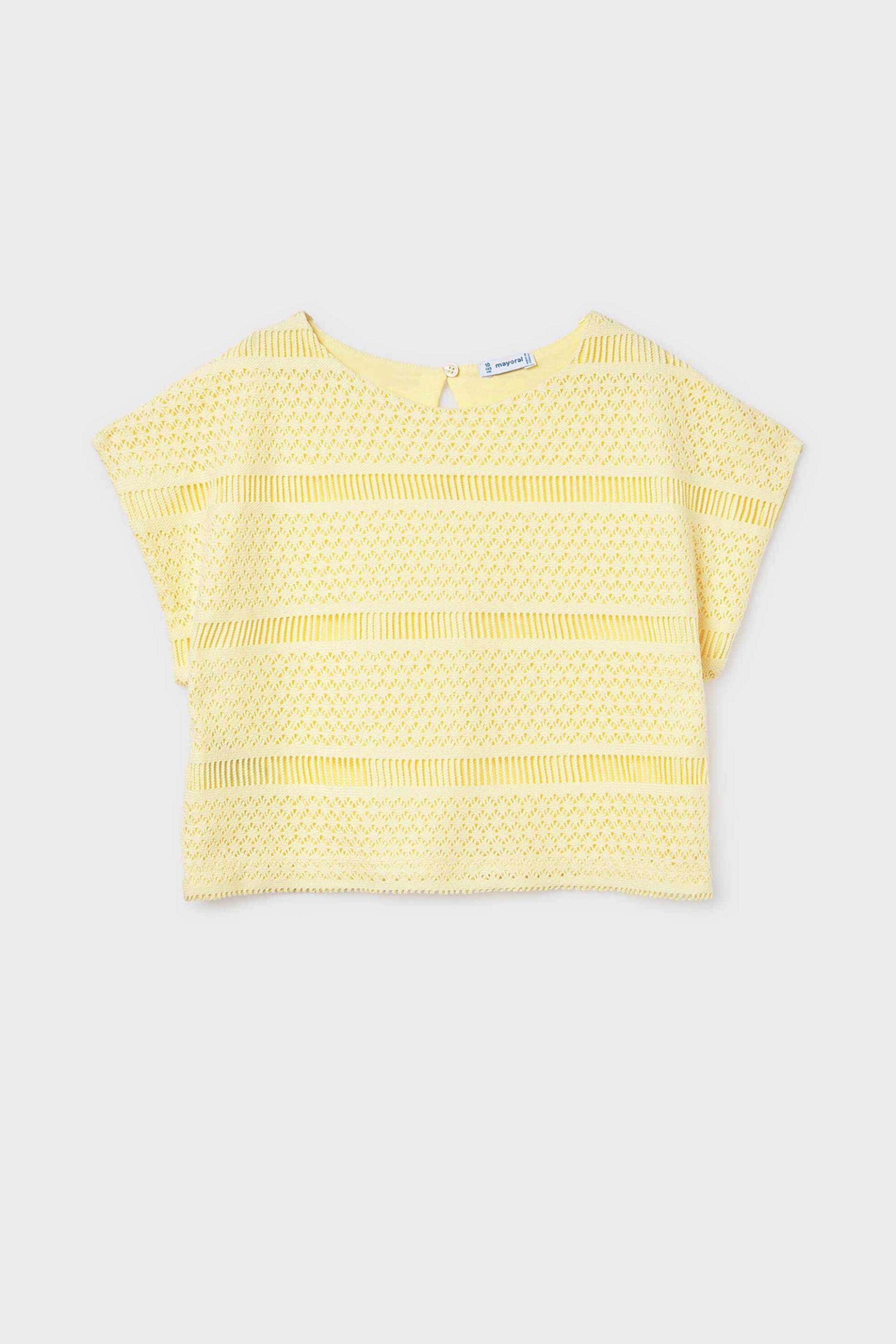 Mayoral παιδική μπλούζα με διάτρητο σχέδιο Regular Fit - 6022-S26 Κίτρινο