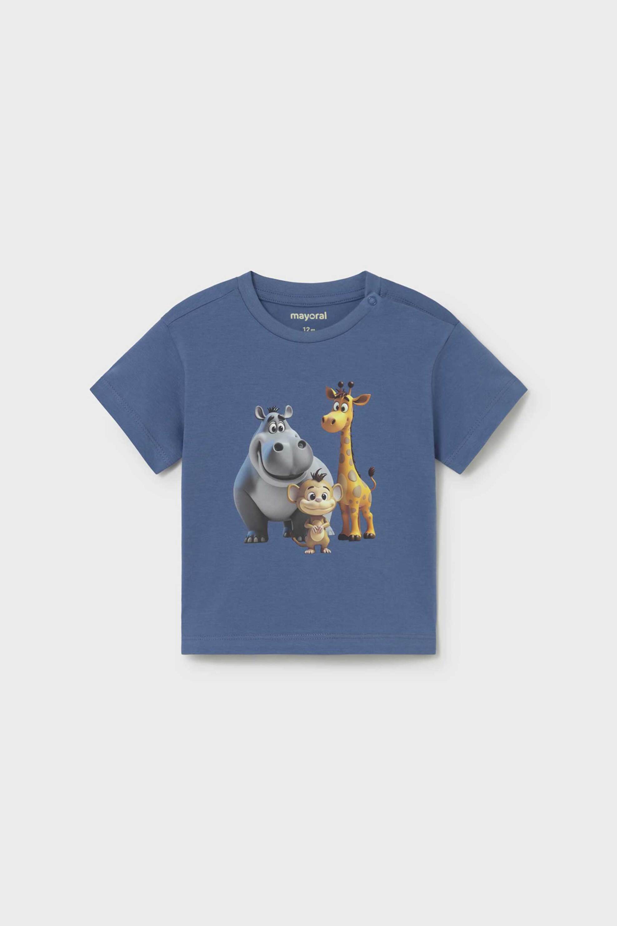 Mayoral βρεφικό T-shirt με print Regular Fit - 1008-S26 Λευκό - Μπλε