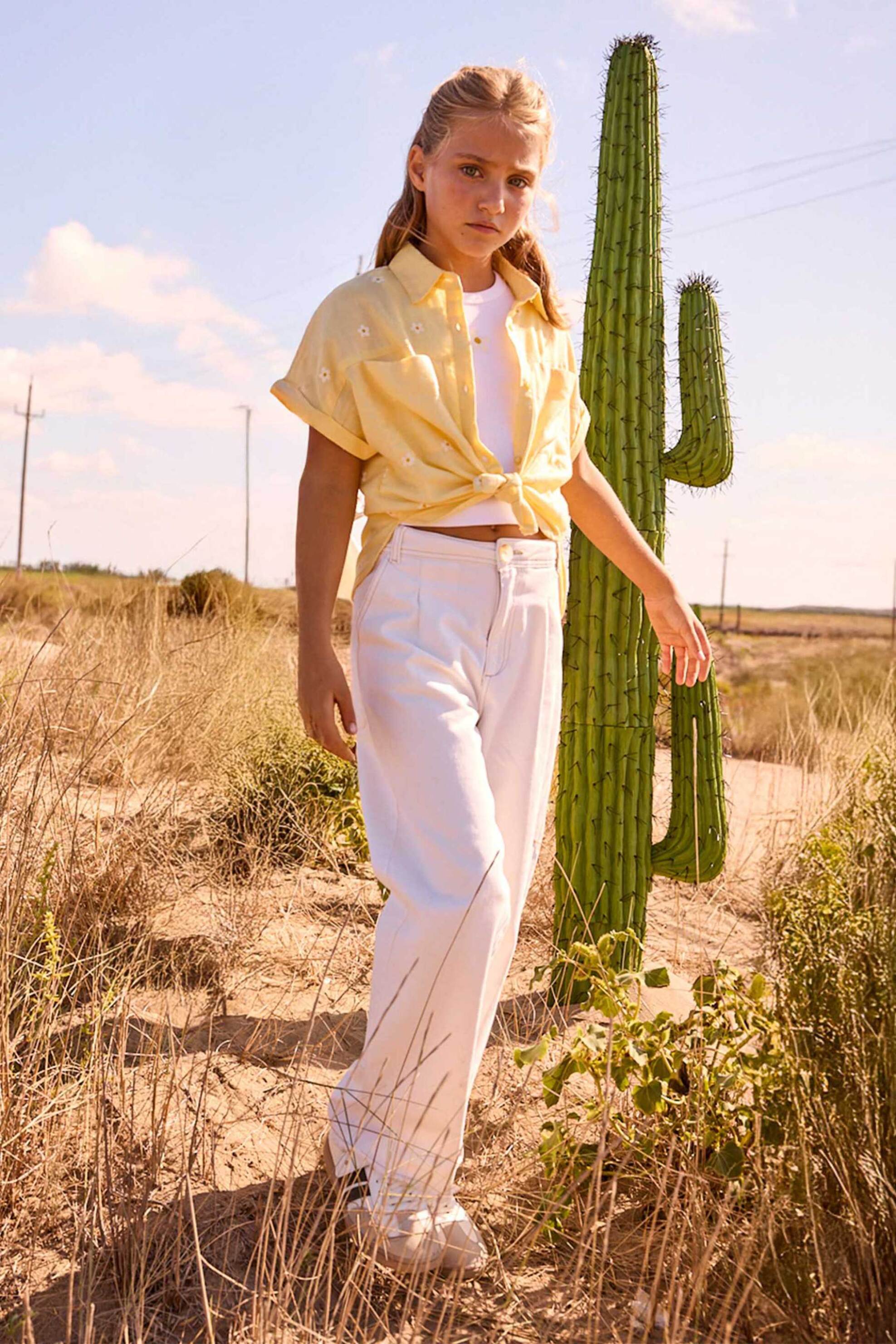 Mayoral παιδικό τζιν παντελόνι Wide Leg - 6549-S26 Εκρού