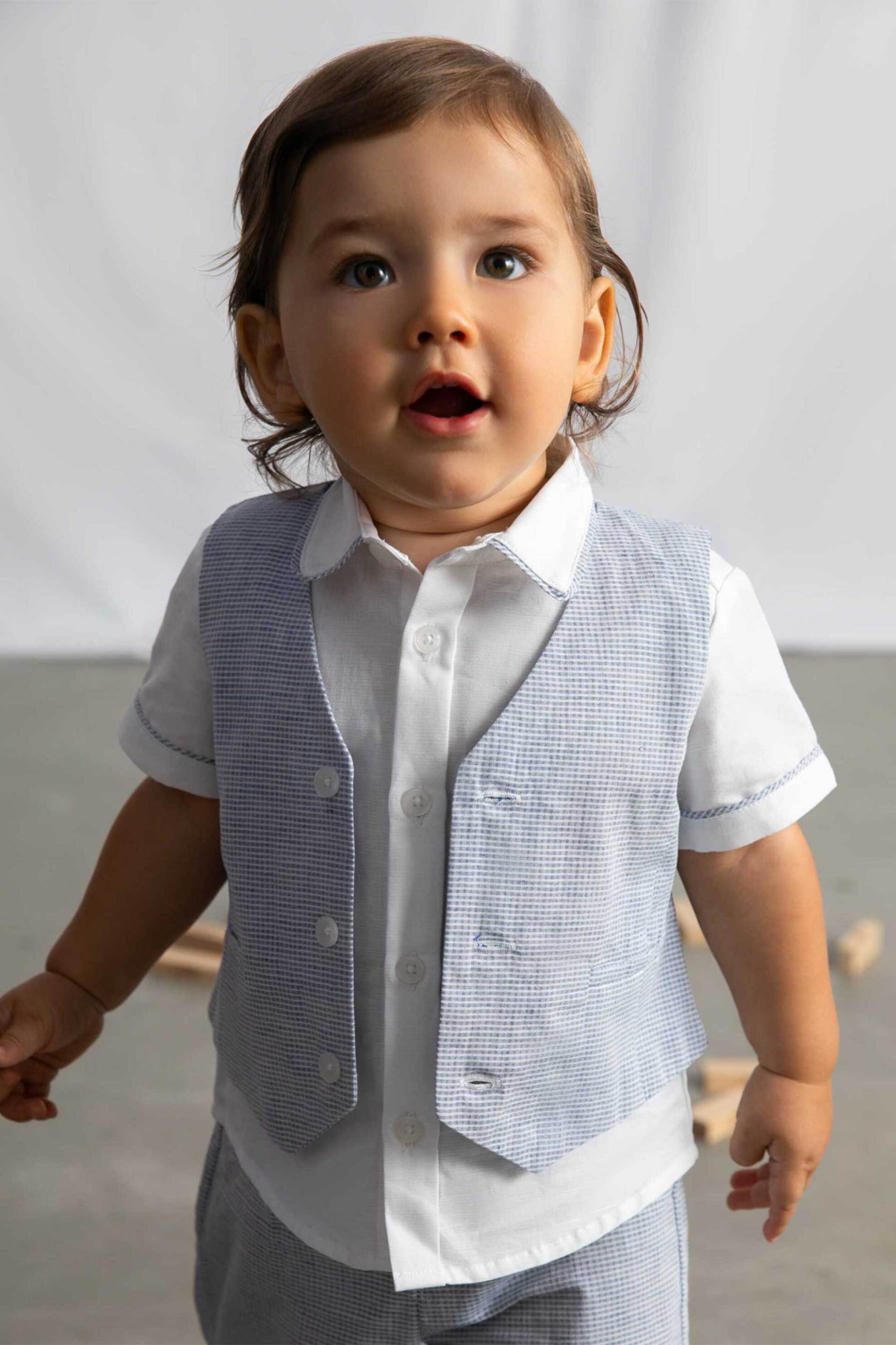 Mayoral βρεφικό γιλέκο με ριγέ σχέδιο - 1312-S26 Λευκό - Μπλε