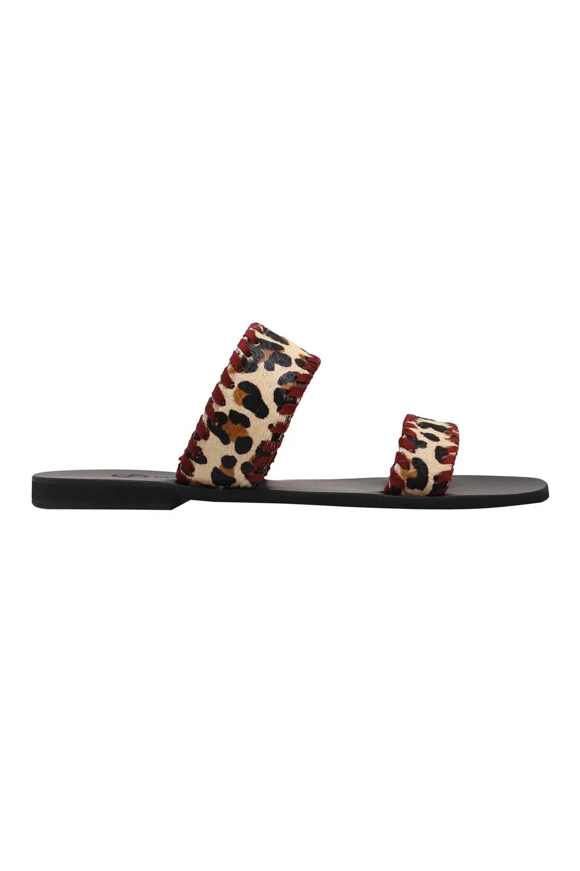 HARALAS Haralas γυναικεία δερμάτινα σανδάλια με animal print - E1-185 Μαύρο
