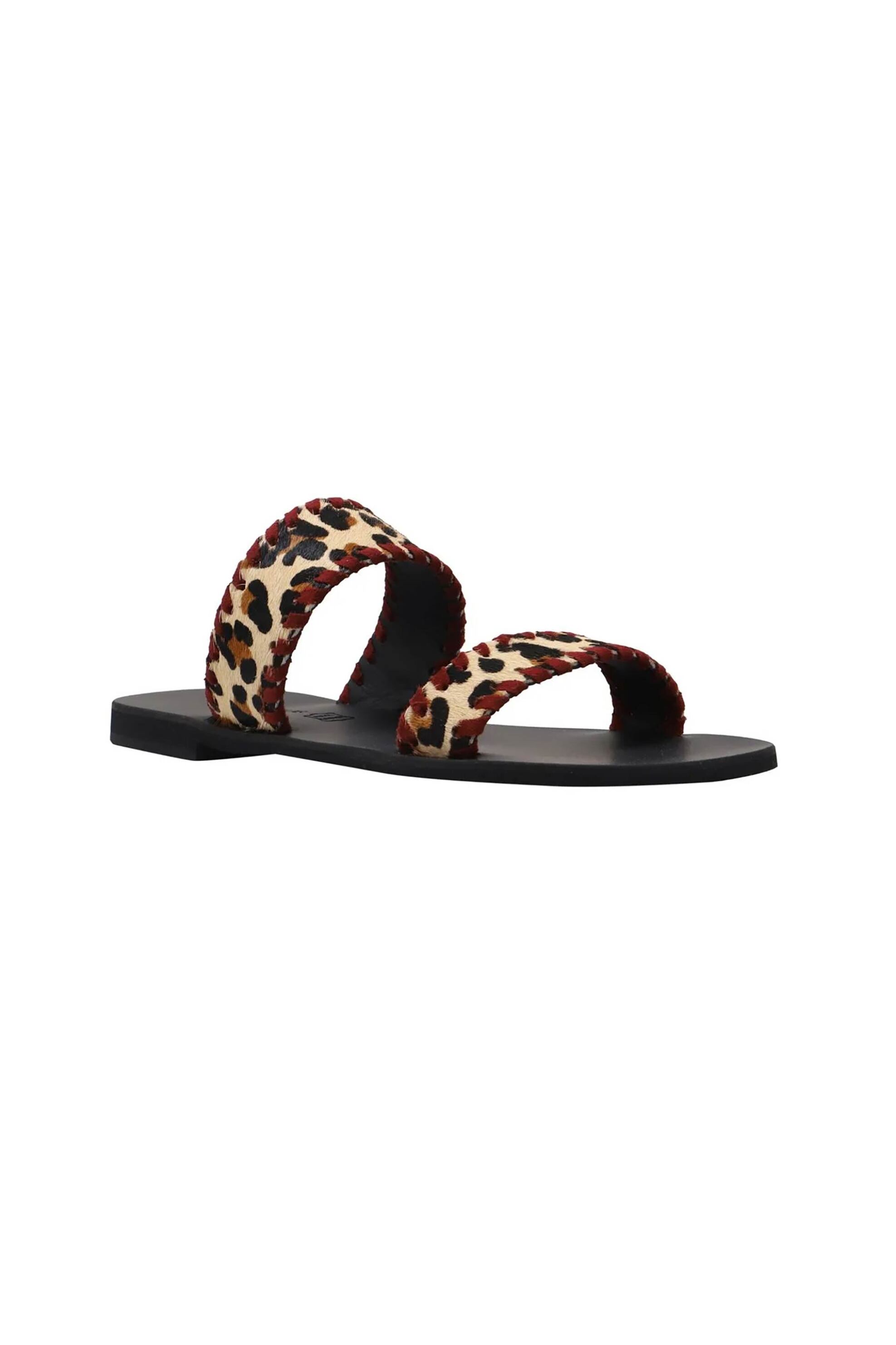 Haralas γυναικεία δερμάτινα σανδάλια με animal print - E1-185 Μαύρο