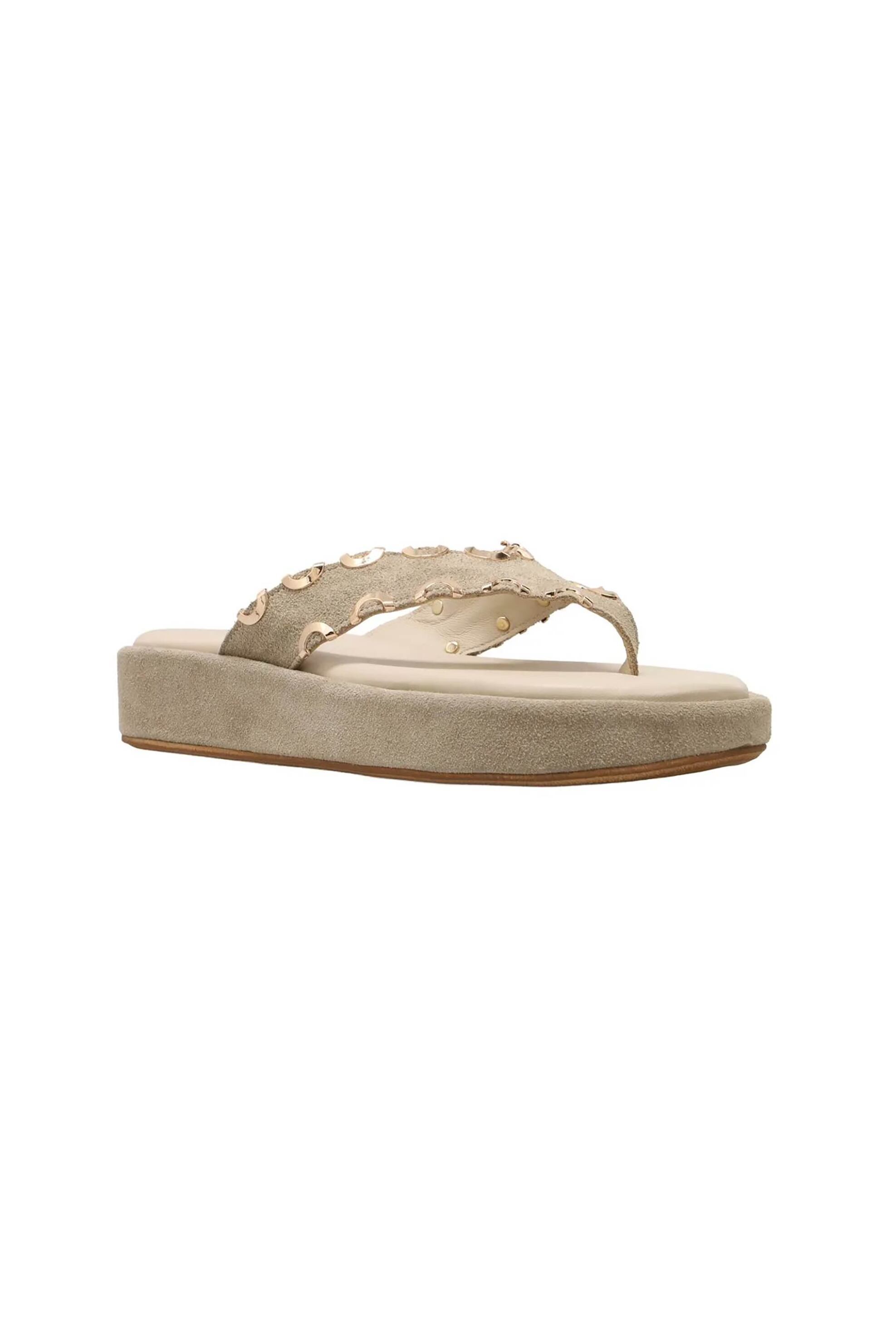Haralas γυναικεία suede σανδάλια - E112-011 Μπεζ