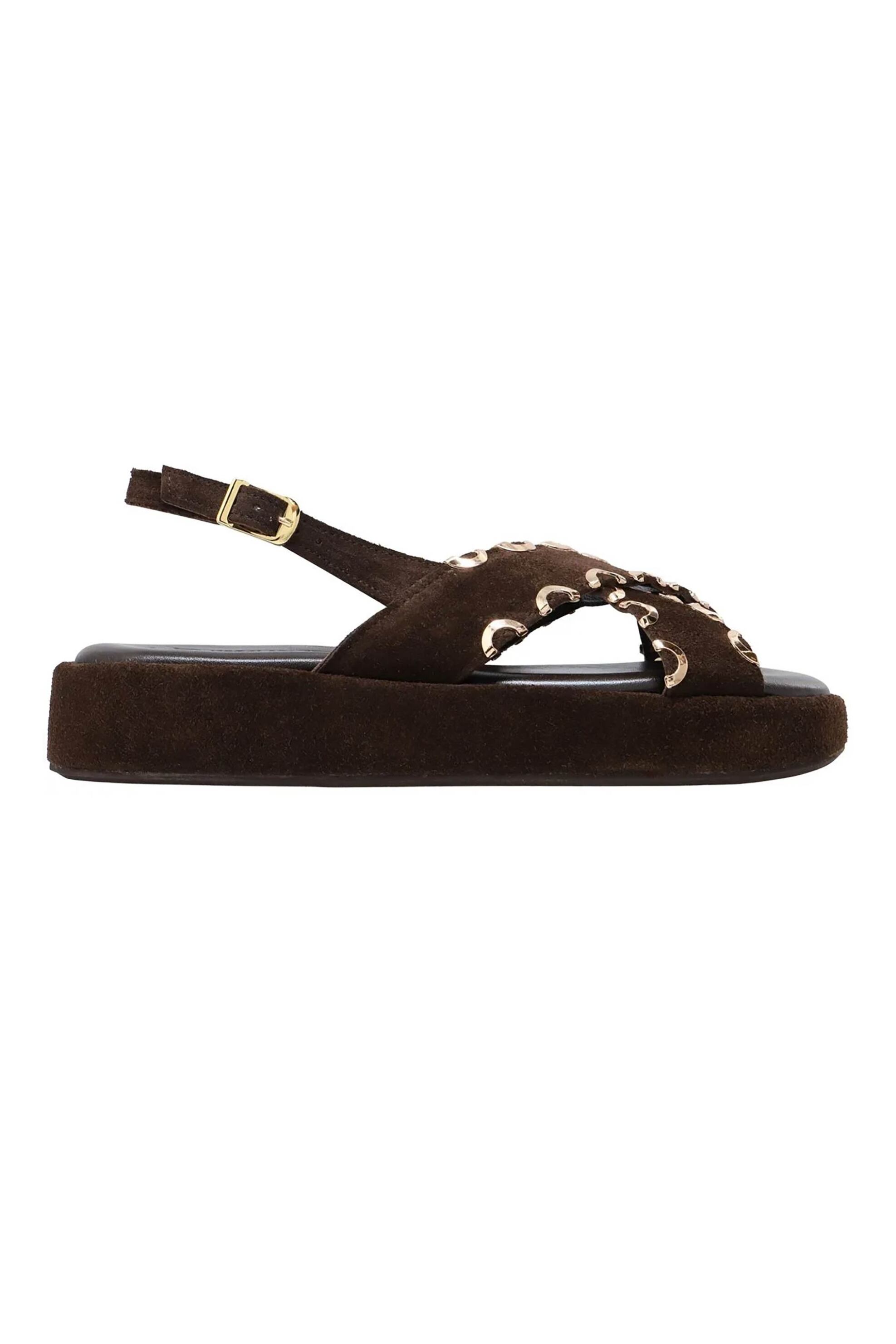 HARALAS Haralas γυναικεία suede σανδάλια - E112-003 Καφέ Σκούρο