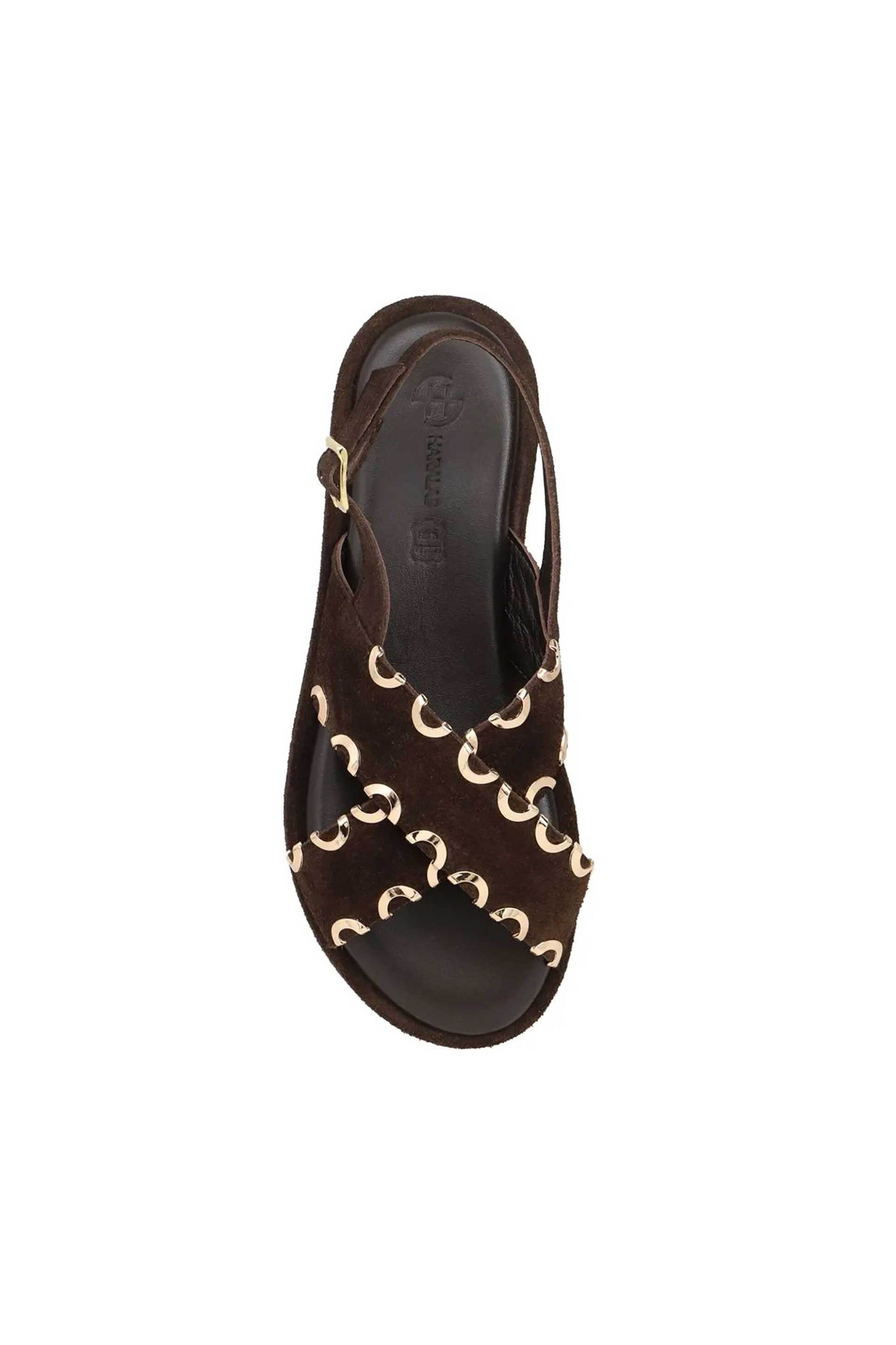 HARALAS Haralas γυναικεία suede σανδάλια - E112-003 Καφέ Σκούρο - 4