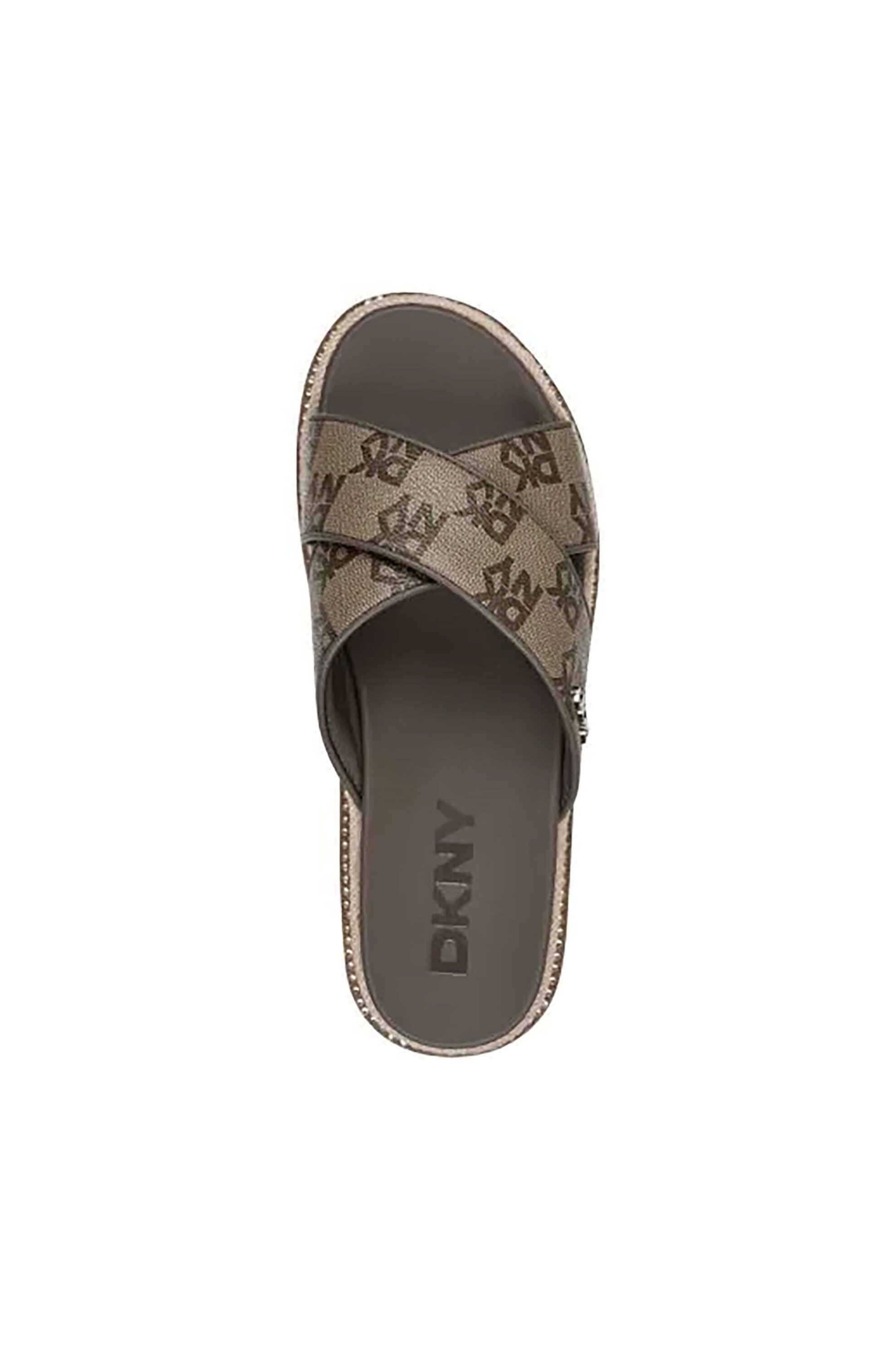 Dkny Γυναικεία Σανδάλια με All-Over Logo Print Berris - K1666574 Μπεζ