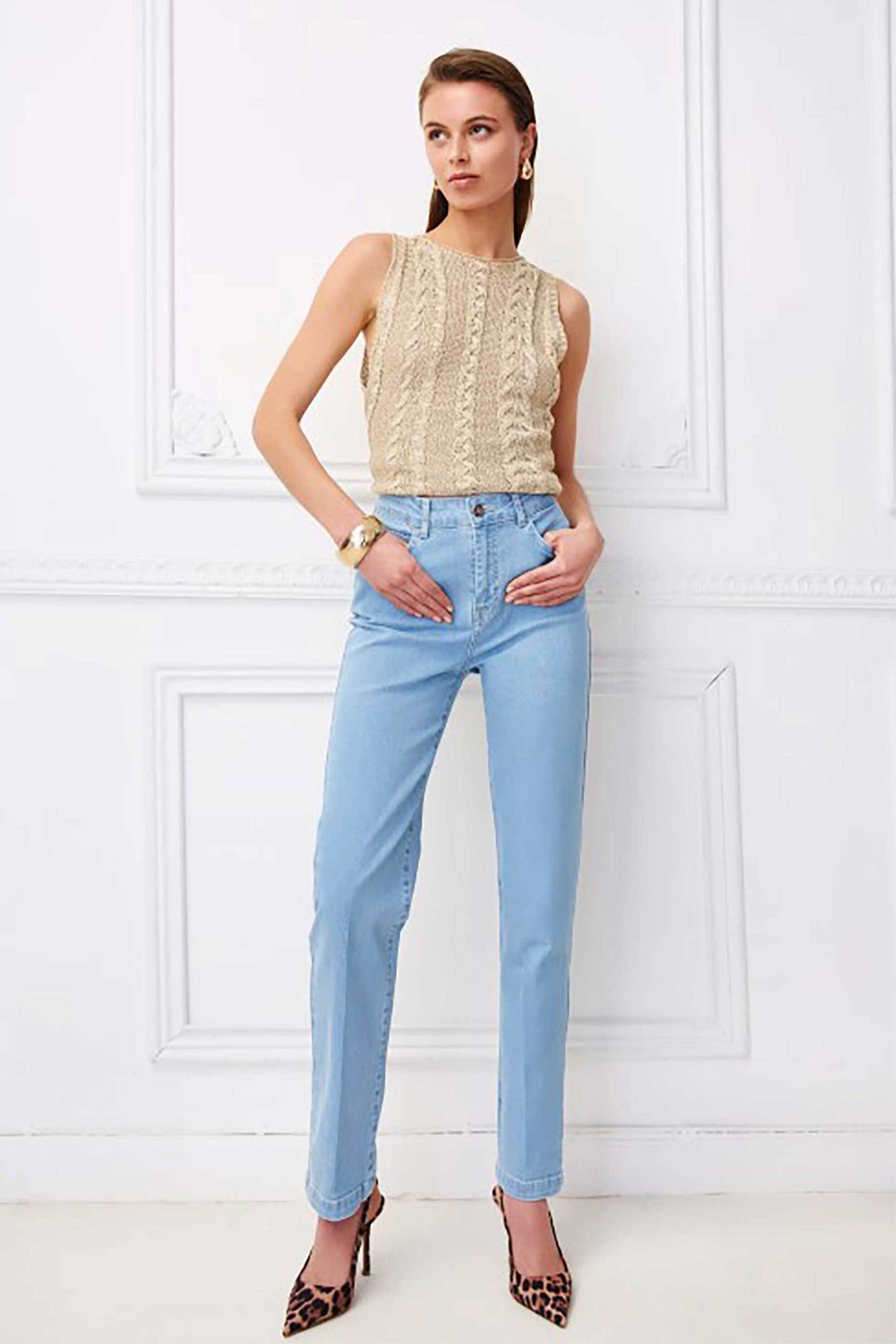 SARAH LAWRENCE JEANS Sarah Lawrence γυναικείο τζιν παντελόνι Straight Fit "Elle" - 2-600001 Μπλε Ανοιχτό