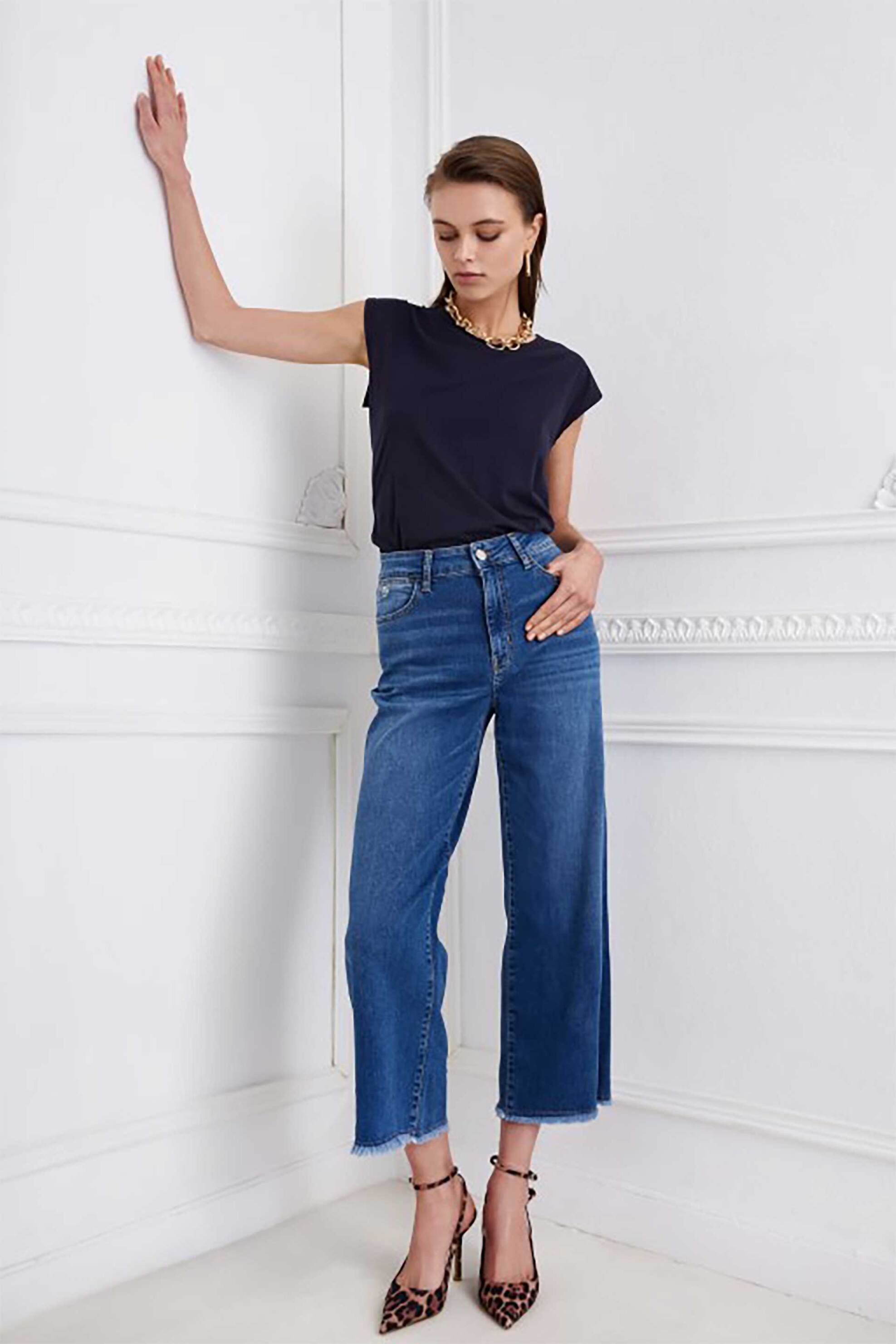 SARAH LAWRENCE JEANS Sarah Lawrence γυναικείο τζιν παντελόνι cropped Wide Fit "Chirsty" - 2-600050 Denim Blue