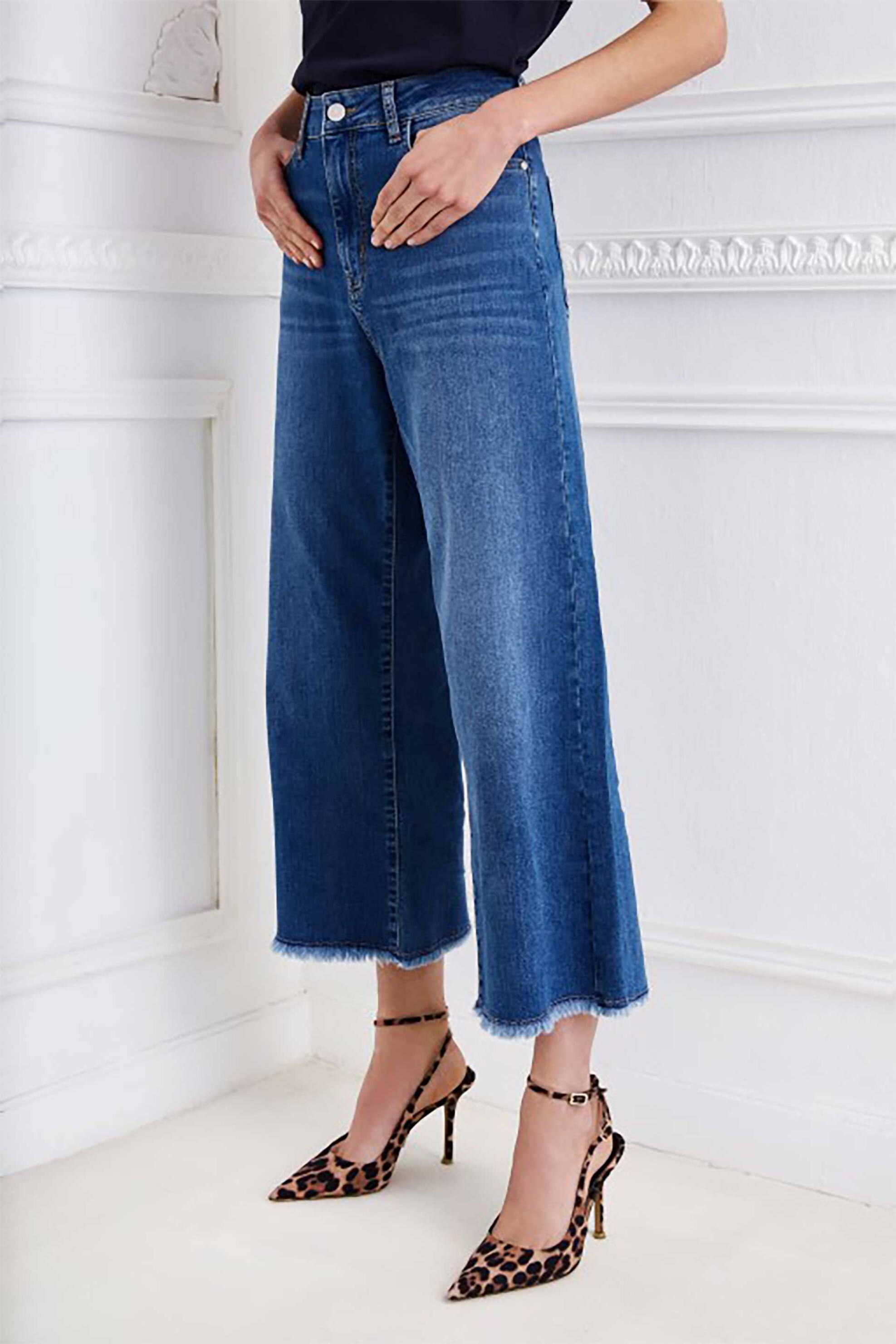 Sarah Lawrence γυναικείο τζιν παντελόνι cropped Wide Fit "Chirsty" - 2-600050 Denim Blue φωτογραφία
