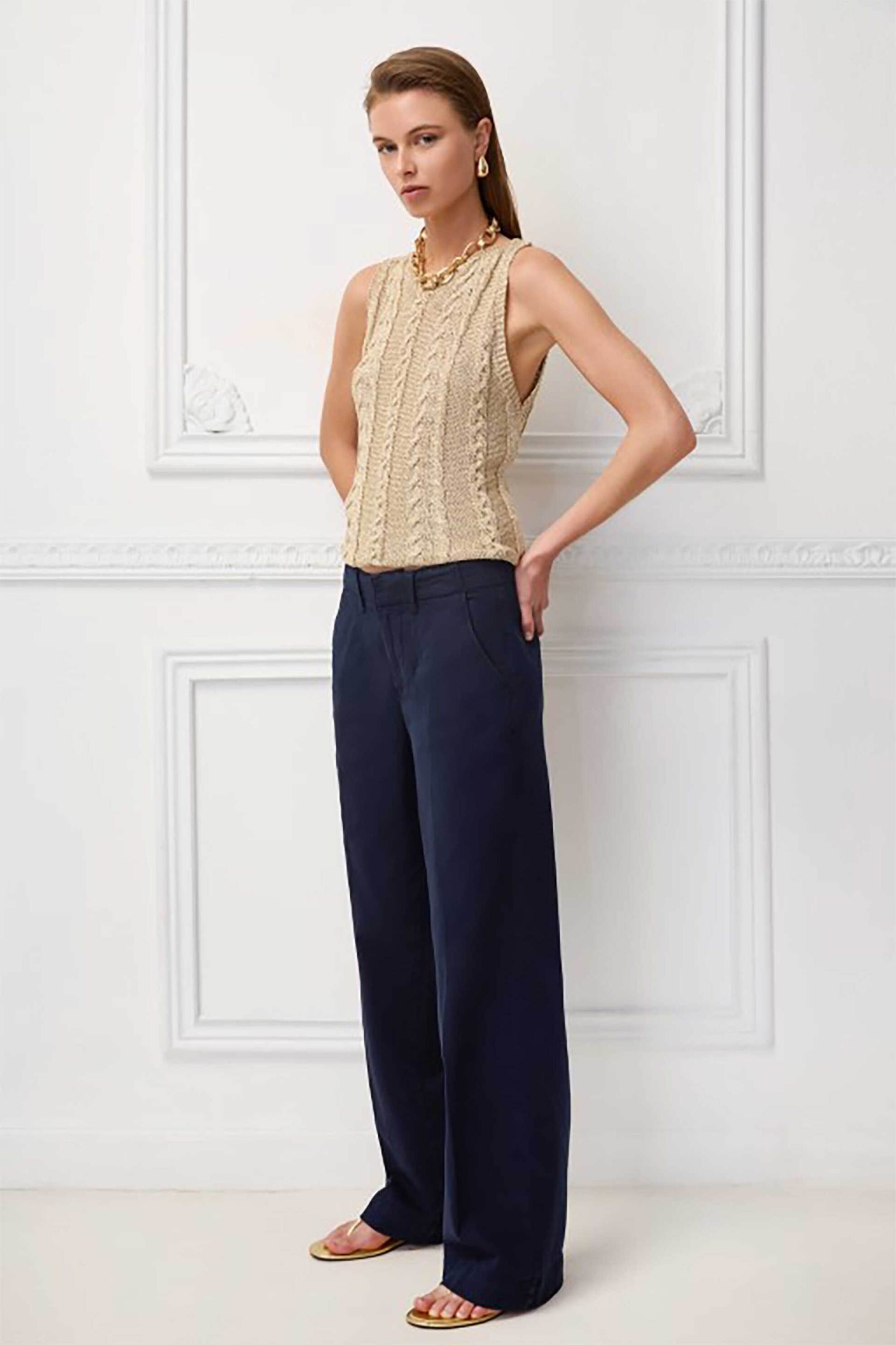 SARAH LAWRENCE JEANS Sarah Lawrence γυναικείο παντελόνι chino Relaxed Fit "Tyra" - 2-600201 Μπλε Σκούρο