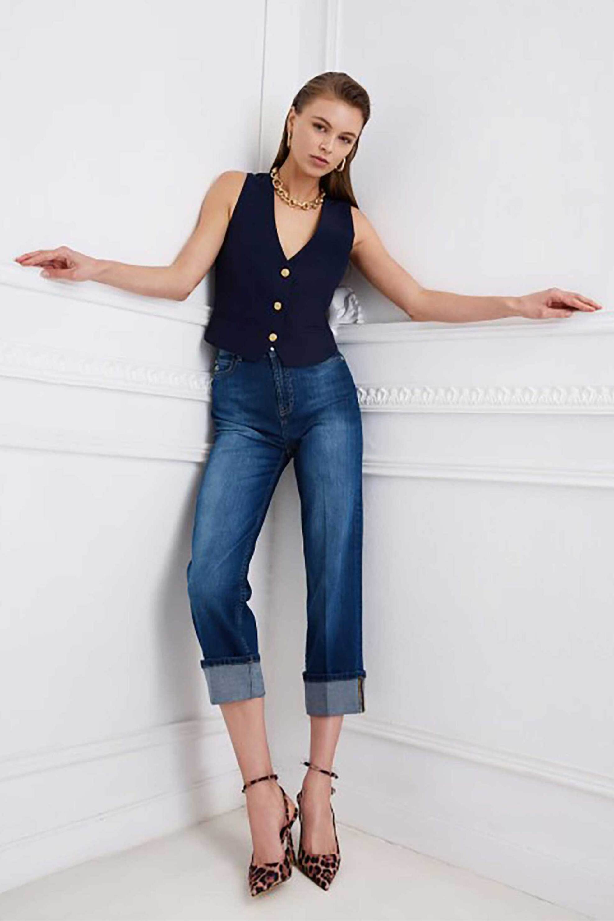 SARAH LAWRENCE JEANS Sarah Lawrence γυναικείο τζιν παντελόνι cropped Straight Fit "Elle" - 2-600020 Denim Blue