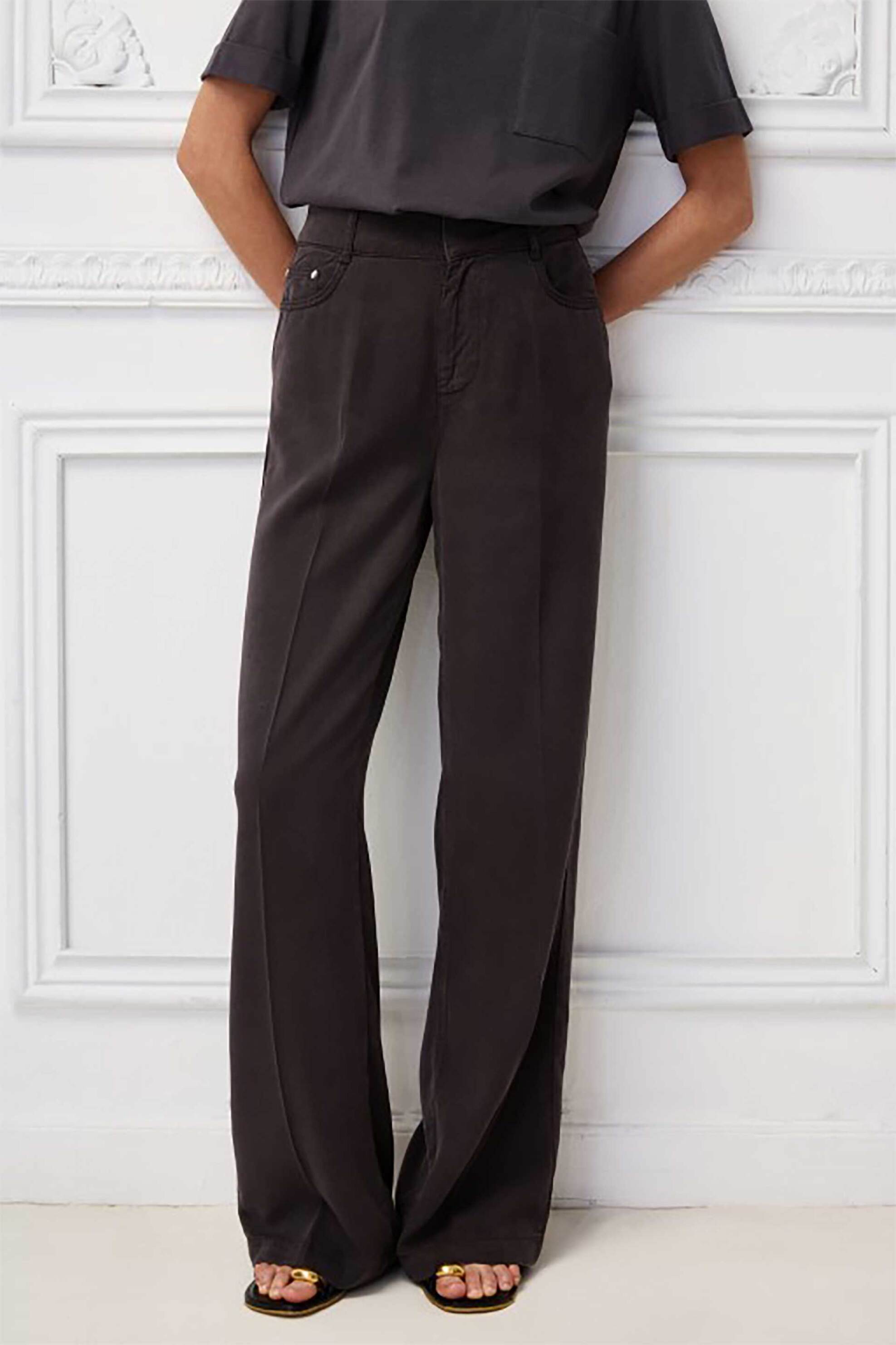 Sarah Lawrence γυναικείο παντελόνι Wide Fit "Christy" - 2-600240 Ανθρακί φωτογραφία