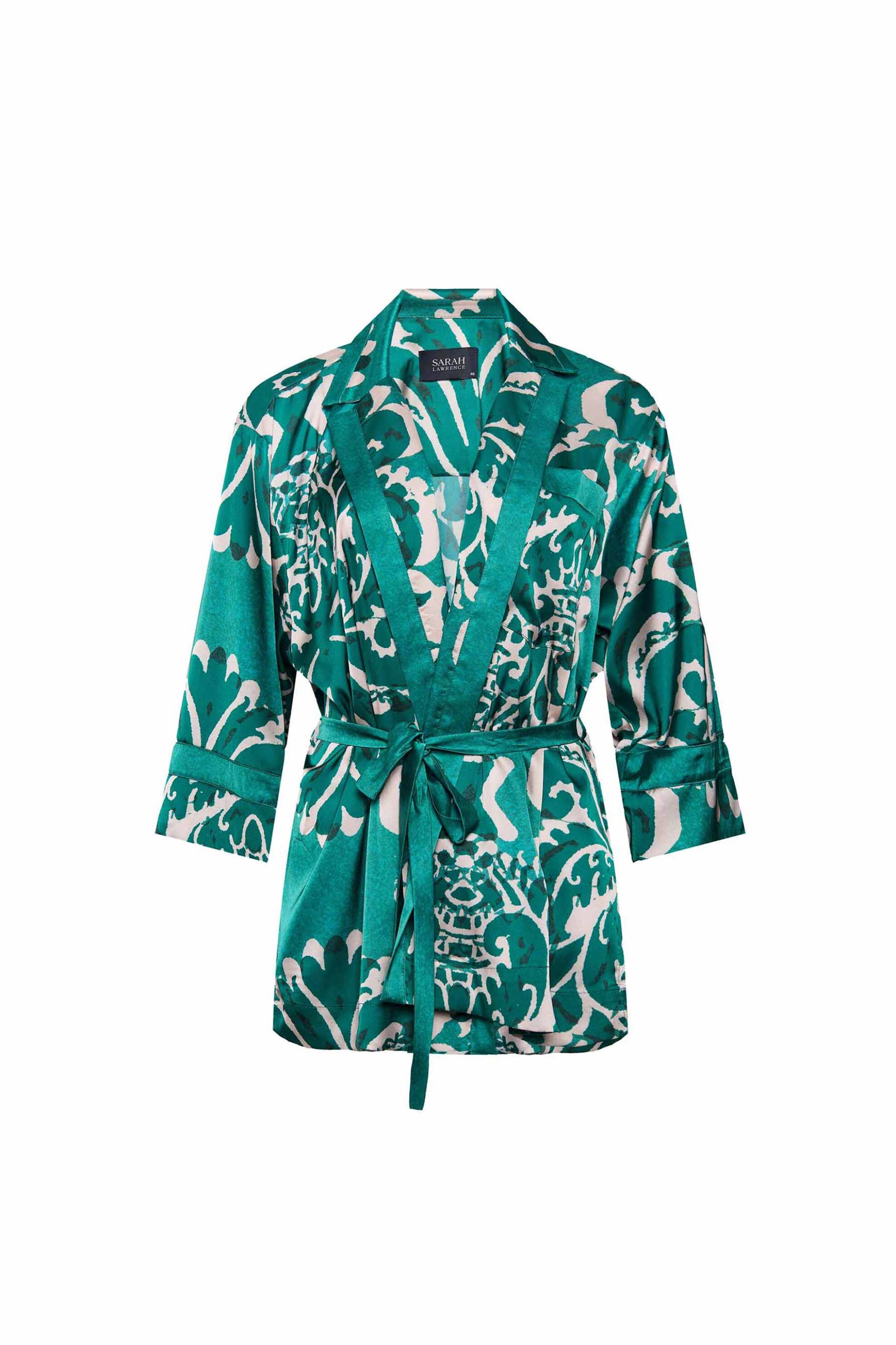 Sarah Lawrence γυναικείο κιμονό με ζώνη στη μέση - 161-2001 Πράσινο φωτογραφία