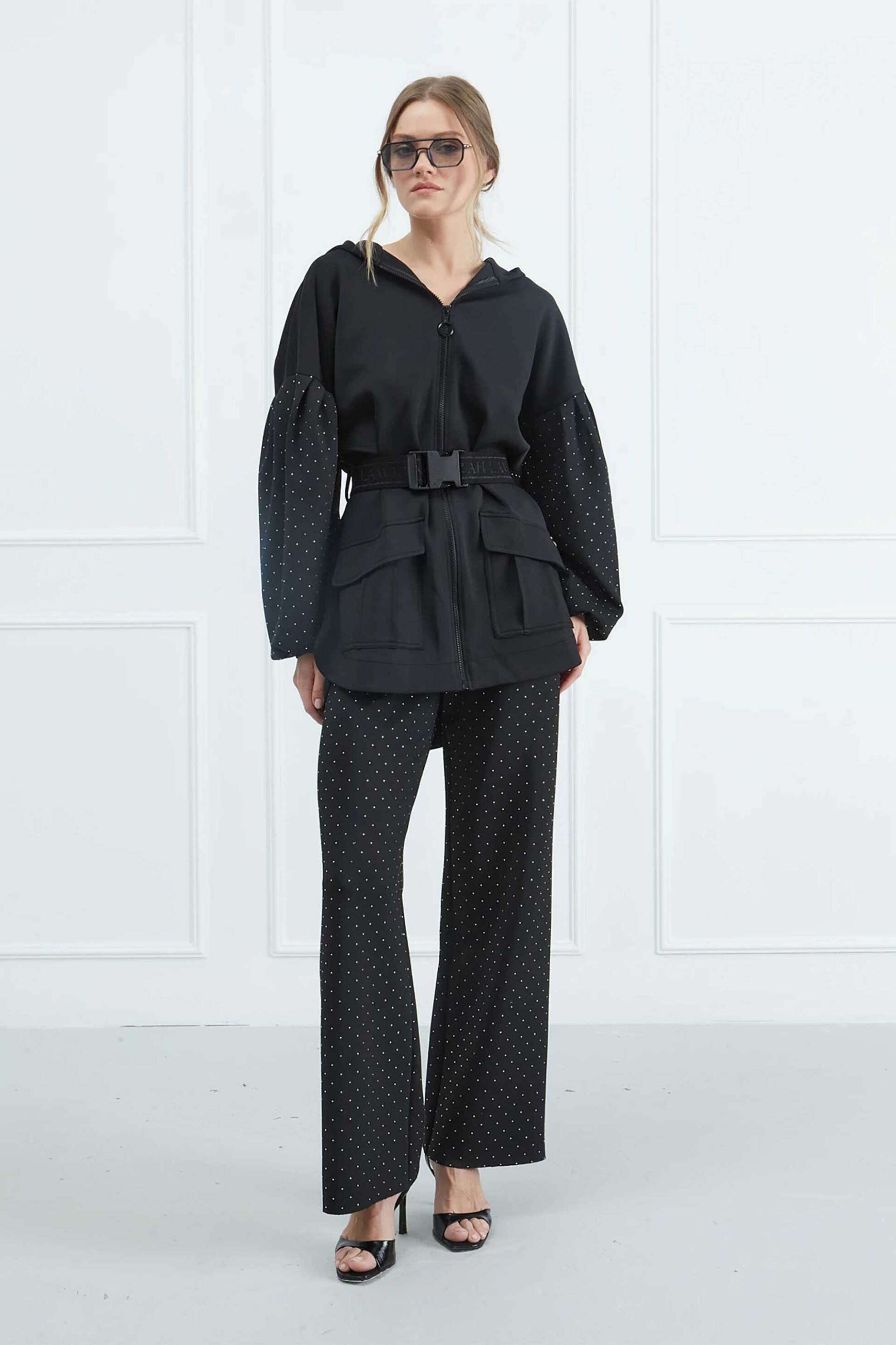 Sarah Lawrence γυναικείο παντελόνι με στρας - 161-0202 Μαύρο