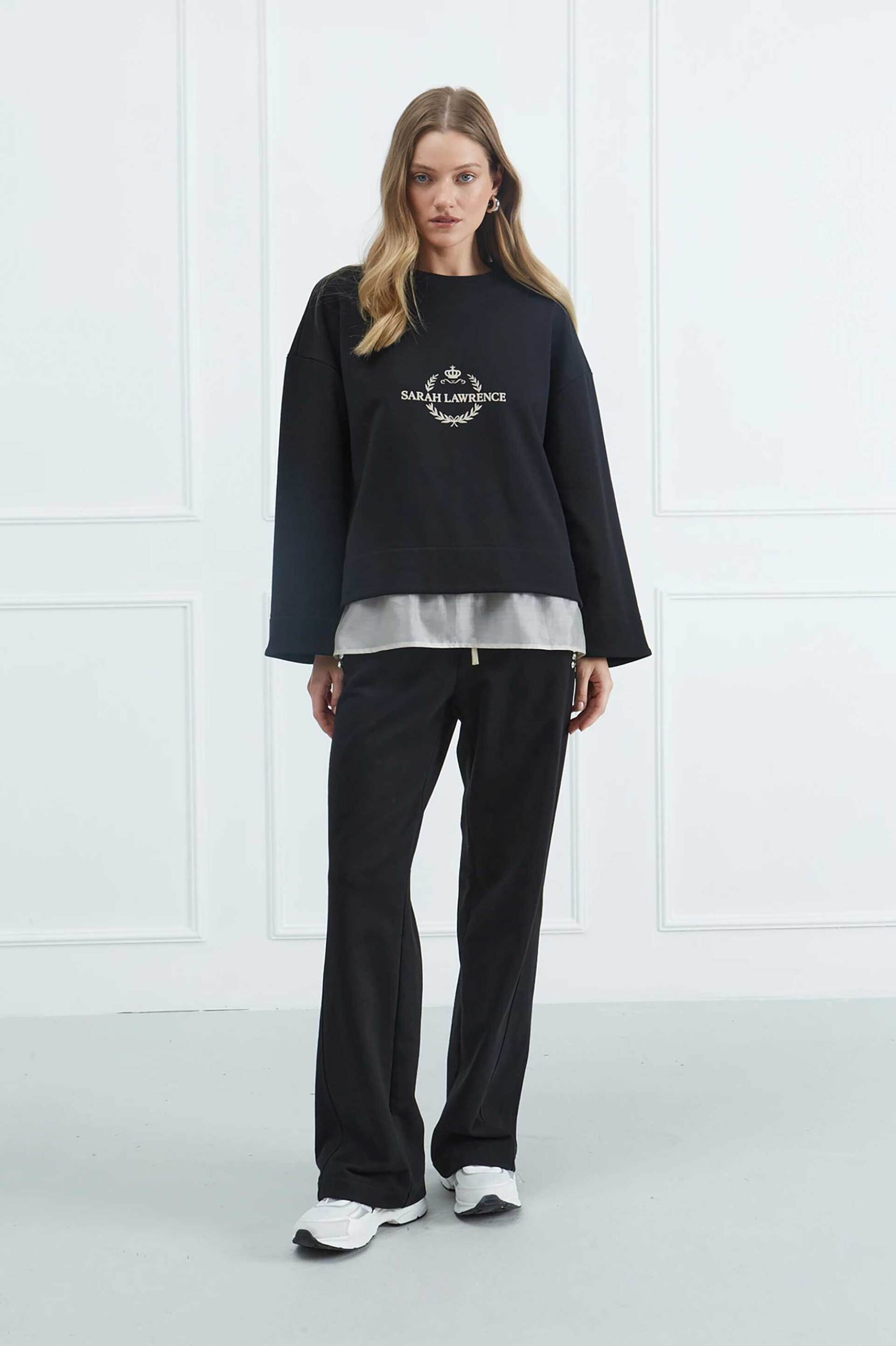 Sarah Lawrence γυναικείο παντελόνι φόρμας με στρας - 161-0201 Μαύρο