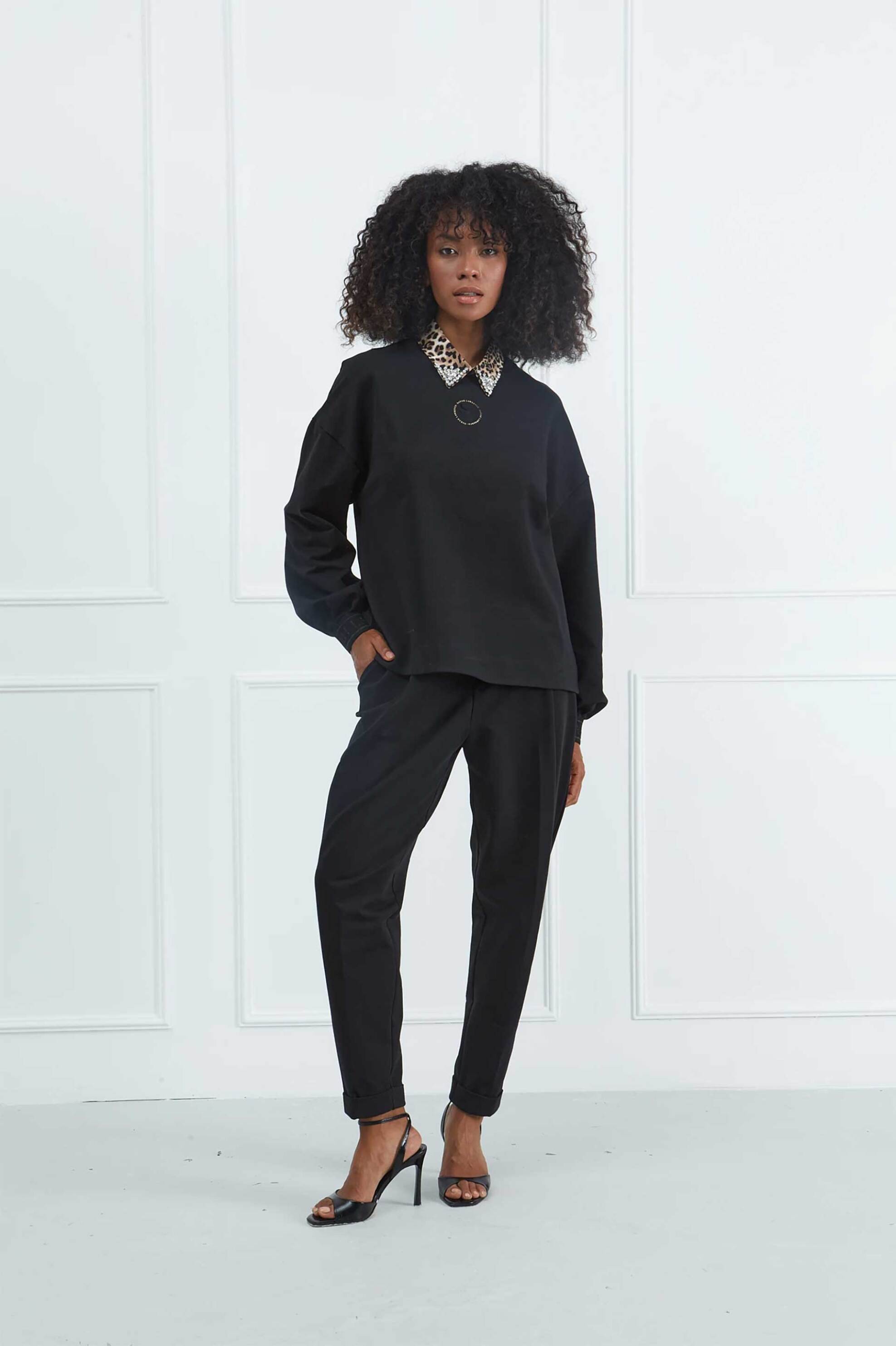 Sarah Lawrence γυναικεία μπλούζα φούτερ με λογότυπο - 161-0705 Μαύρο