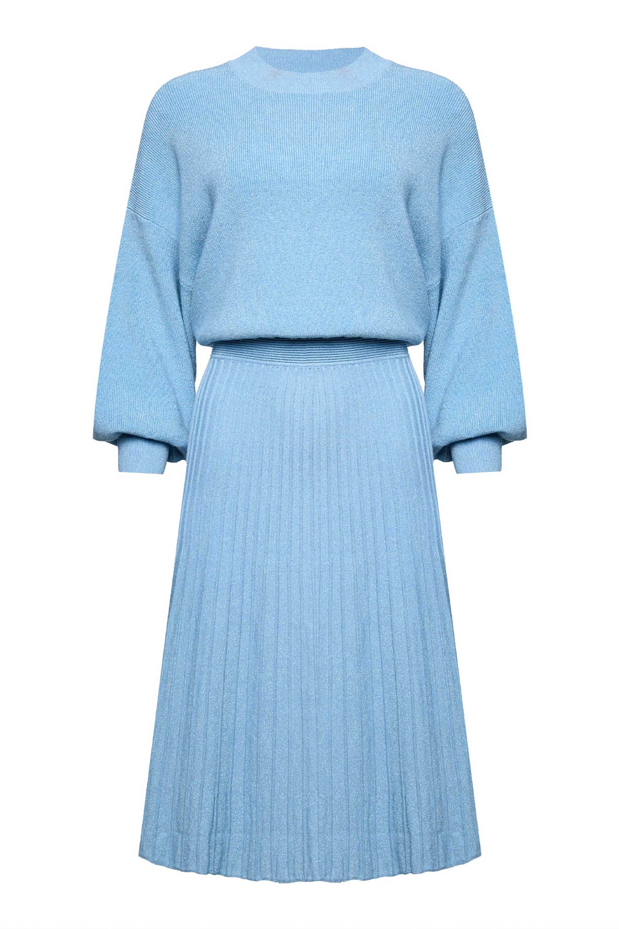 Sarah Lawrence γυναικείο midi φόρεμα πλεκτό lurex - 261-0404 Γαλάζιο φωτογραφία