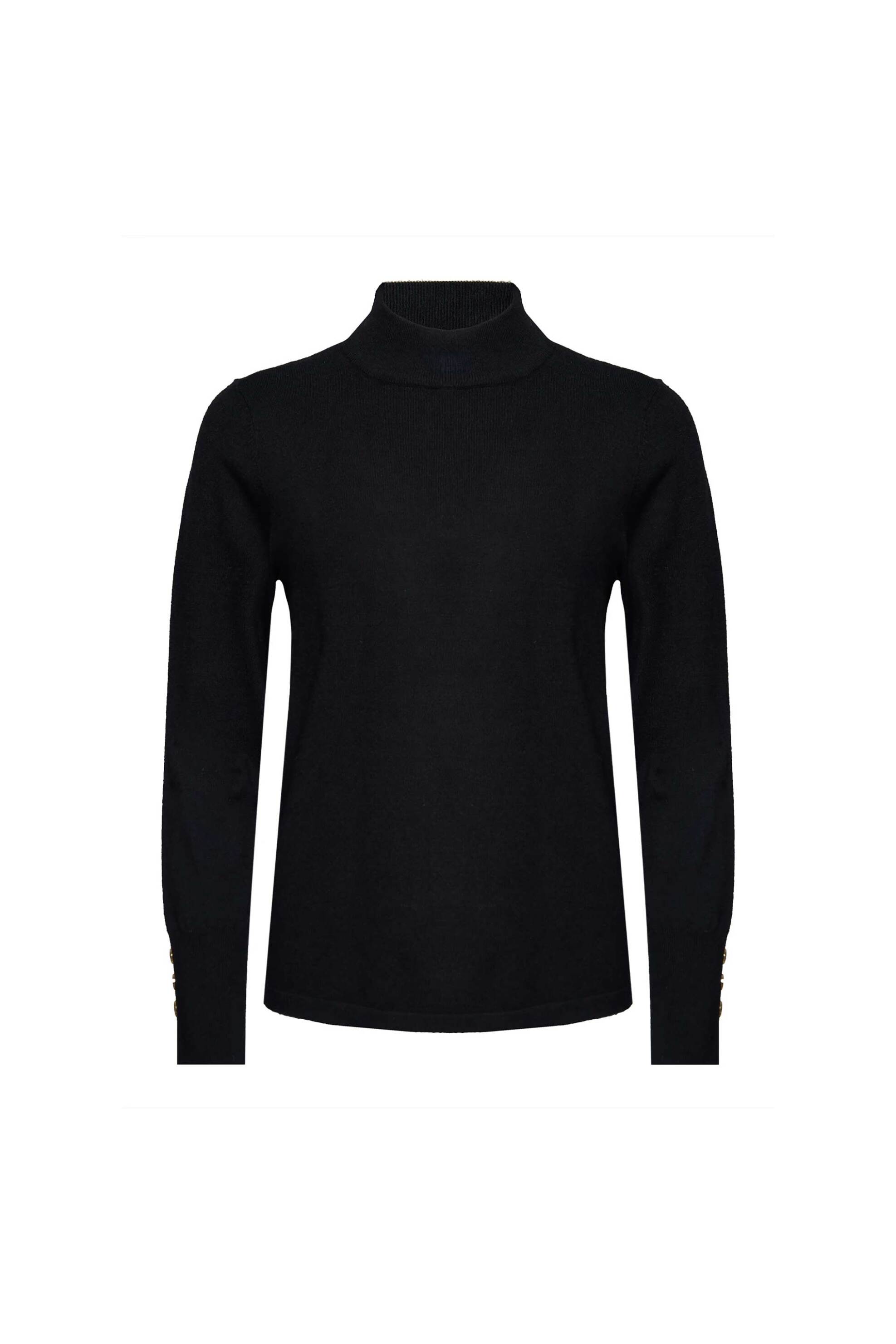 Sarah Lawrence γυναικεία πλεκτή μπλούζα με κουμπιά στο μανίκι - 261-0702 Μαύρο φωτογραφία