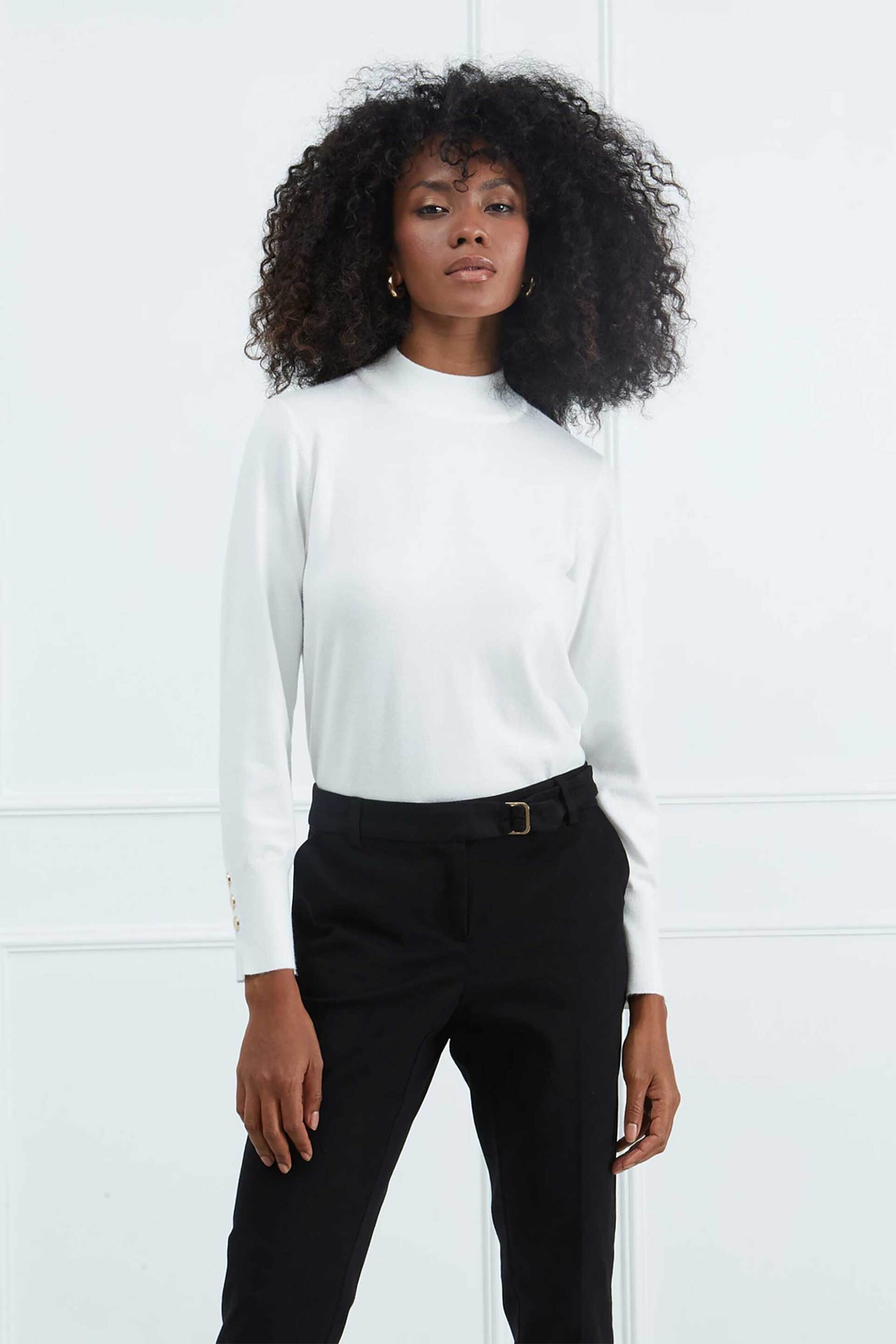 SARAH LAWRENCE JEANS Sarah Lawrence γυναικεία πλεκτή μπλούζα με κουμπιά στο μανίκι - 261-0702 Εκρού