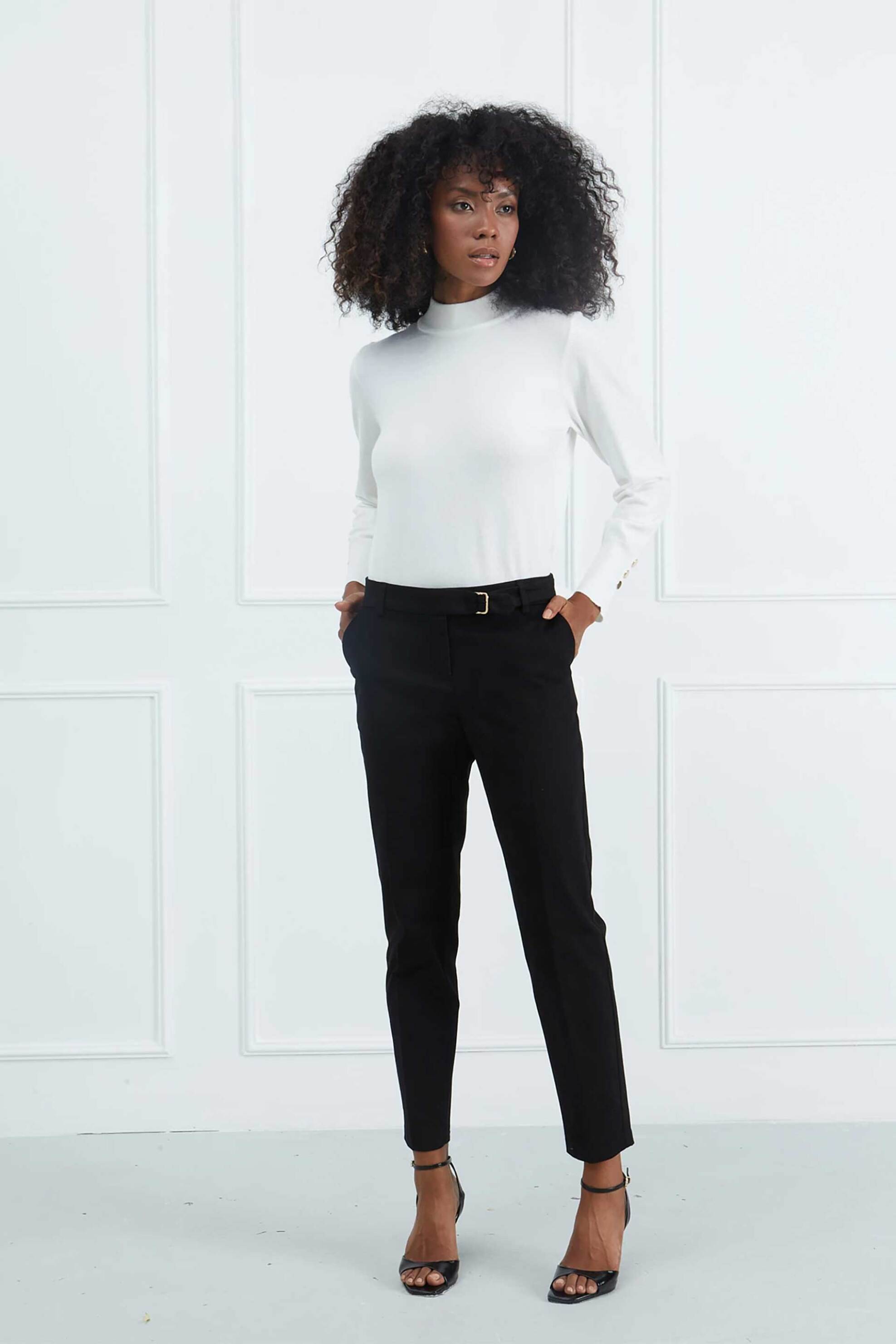 Sarah Lawrence γυναικεία πλεκτή μπλούζα με κουμπιά στο μανίκι - 261-0702 Εκρού φωτογραφία