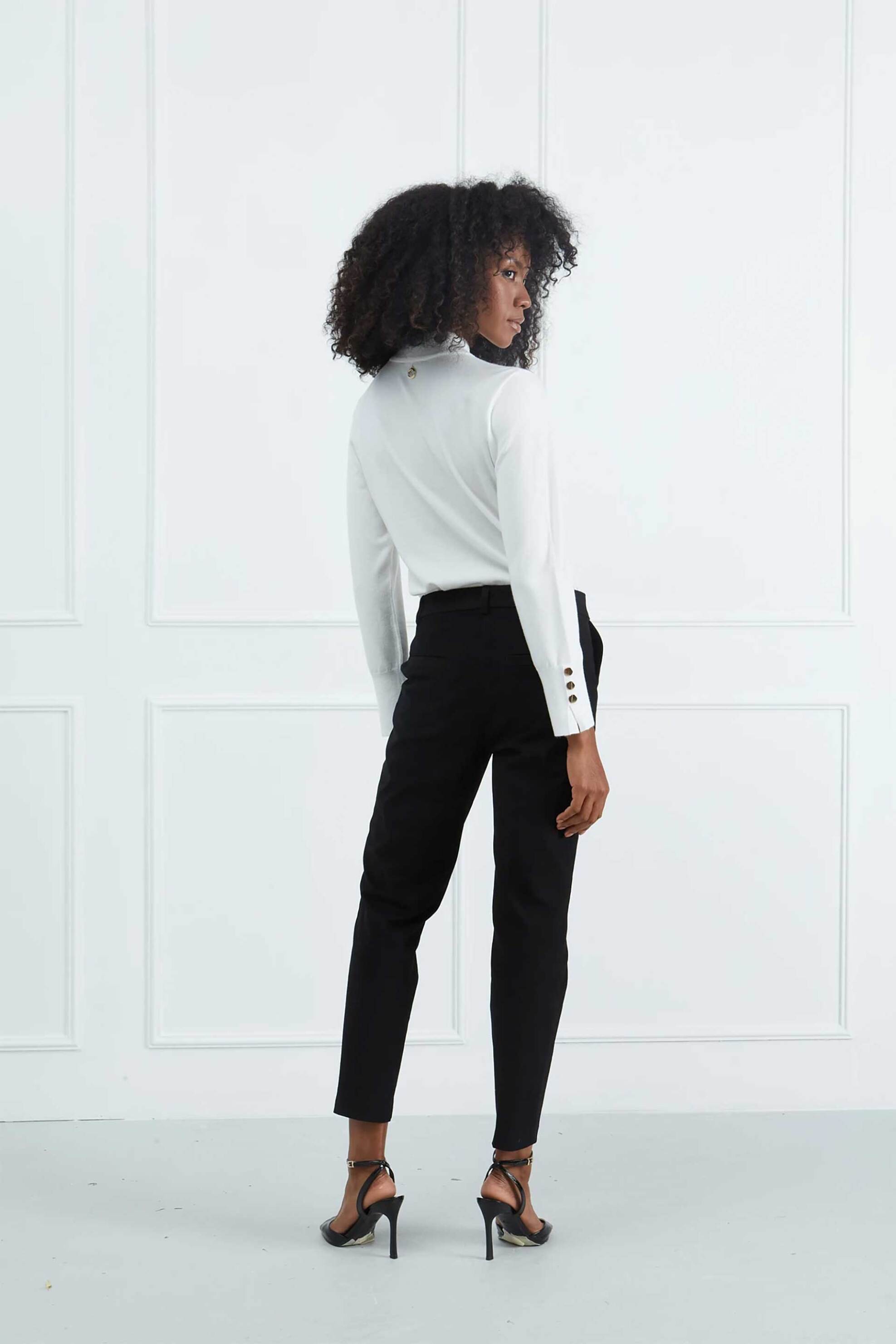 Sarah Lawrence γυναικεία πλεκτή μπλούζα με κουμπιά στο μανίκι - 261-0702 Εκρού φωτογραφία