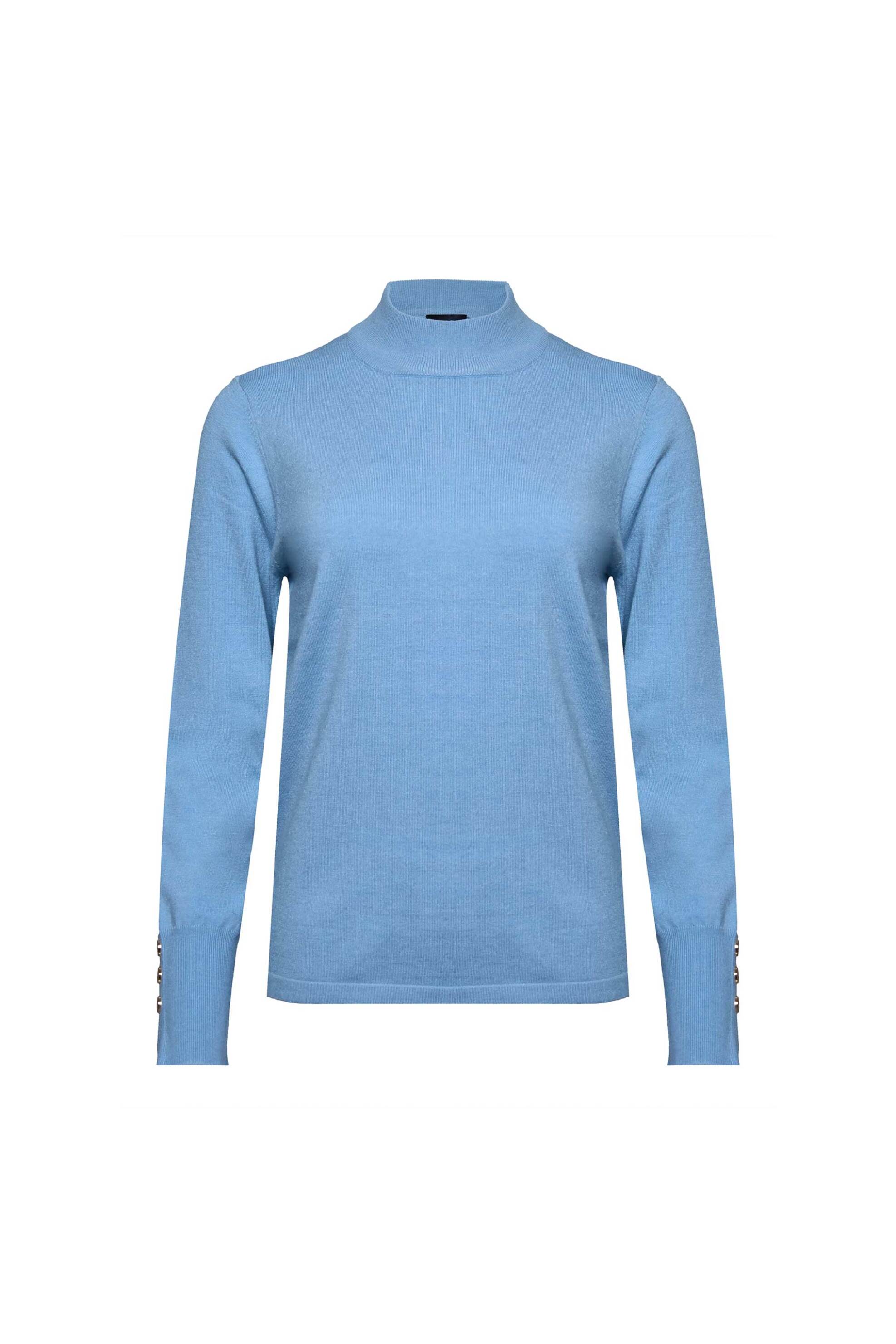 Sarah Lawrence γυναικεία πλεκτή μπλούζα με κουμπιά στο μανίκι - 261-0702 Γαλάζιο φωτογραφία