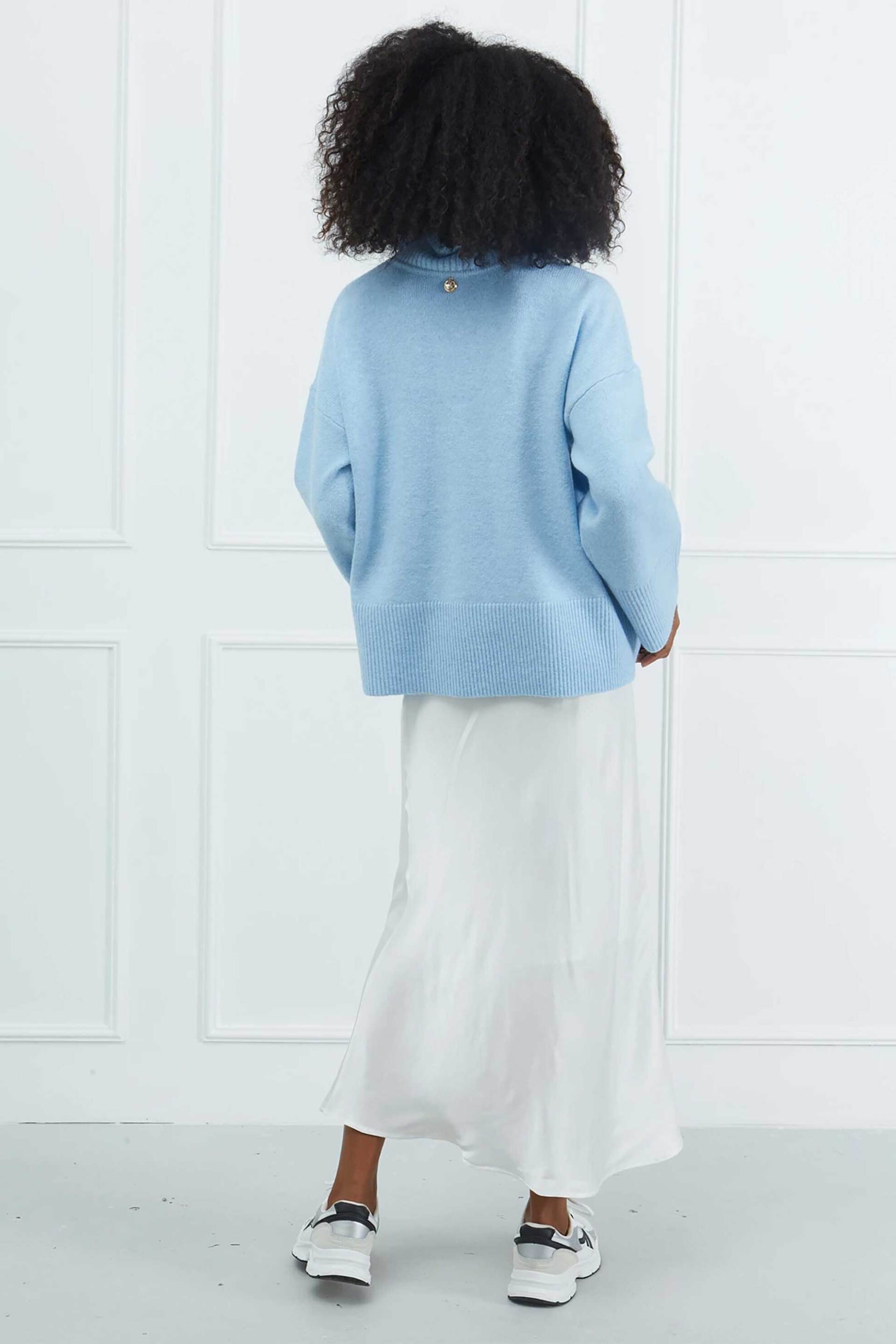 Sarah Lawrence γυναικεία πλεκτή μπλούζα με διακοσμητικά στρας - 261-0705 Γαλάζιο φωτογραφία