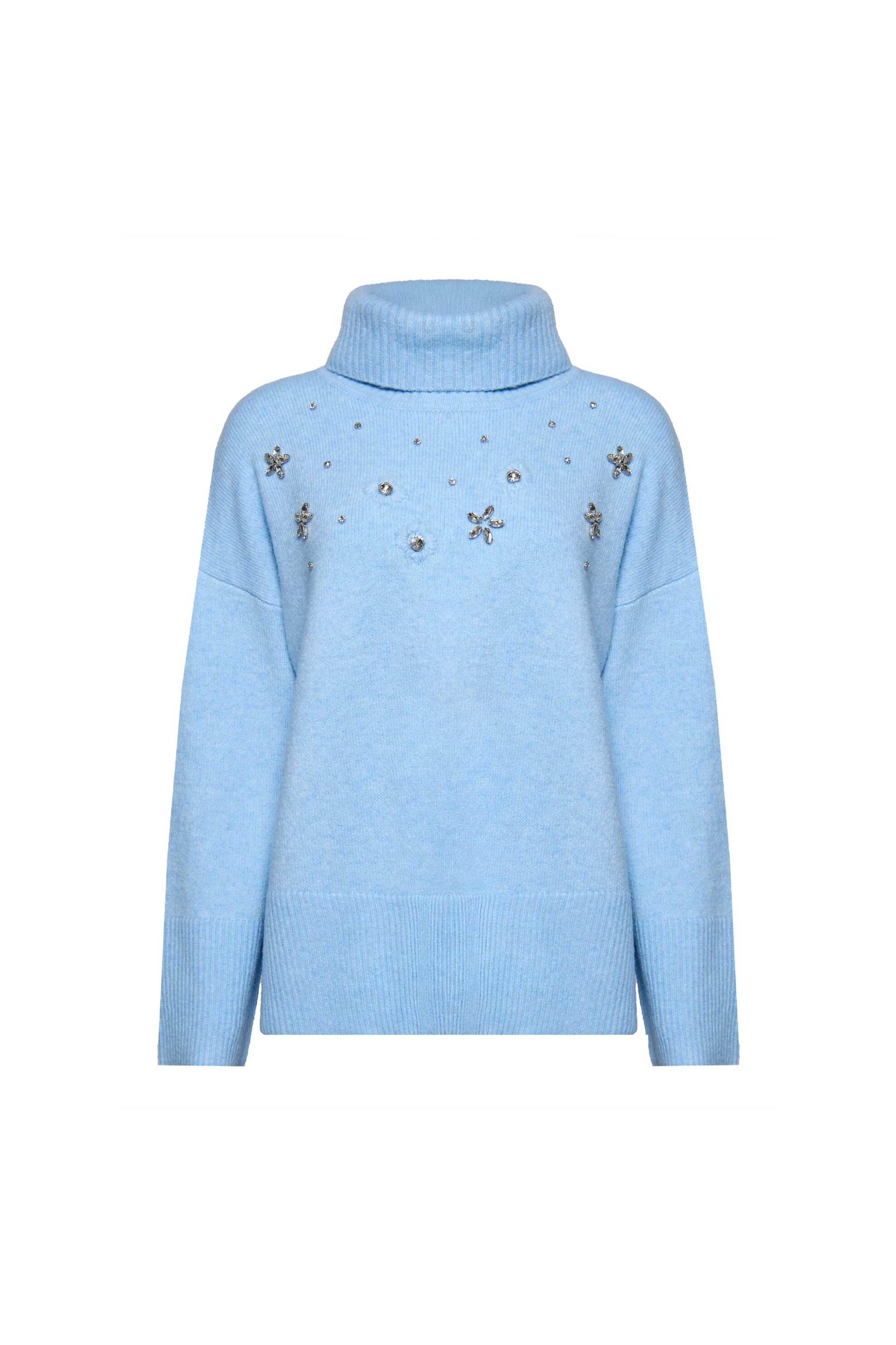 Sarah Lawrence γυναικεία πλεκτή μπλούζα με διακοσμητικά στρας - 261-0705 Γαλάζιο φωτογραφία