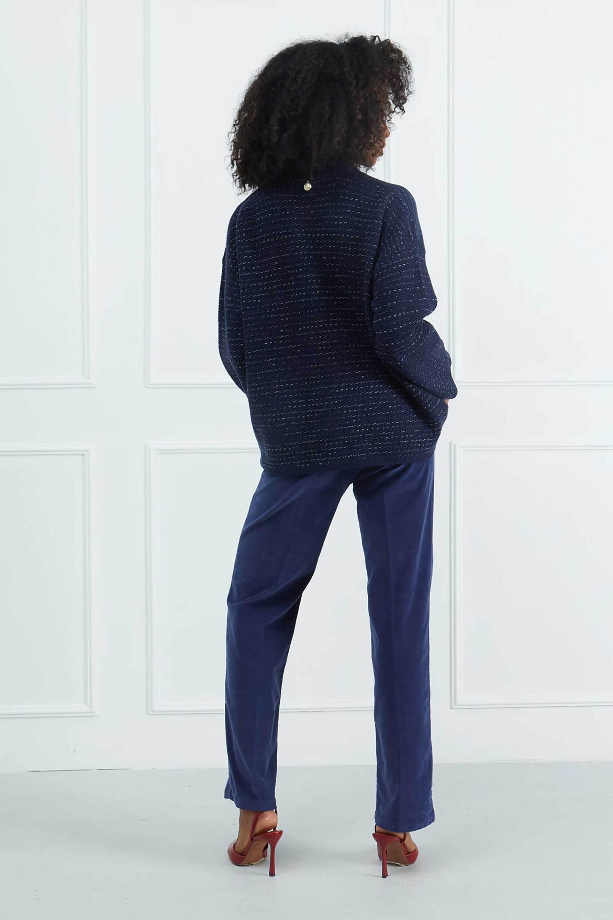 Sarah Lawrence γυναικεία πλεκτή μπλούζα tweed - 261-0706 Μπλε Σκούρο φωτογραφία