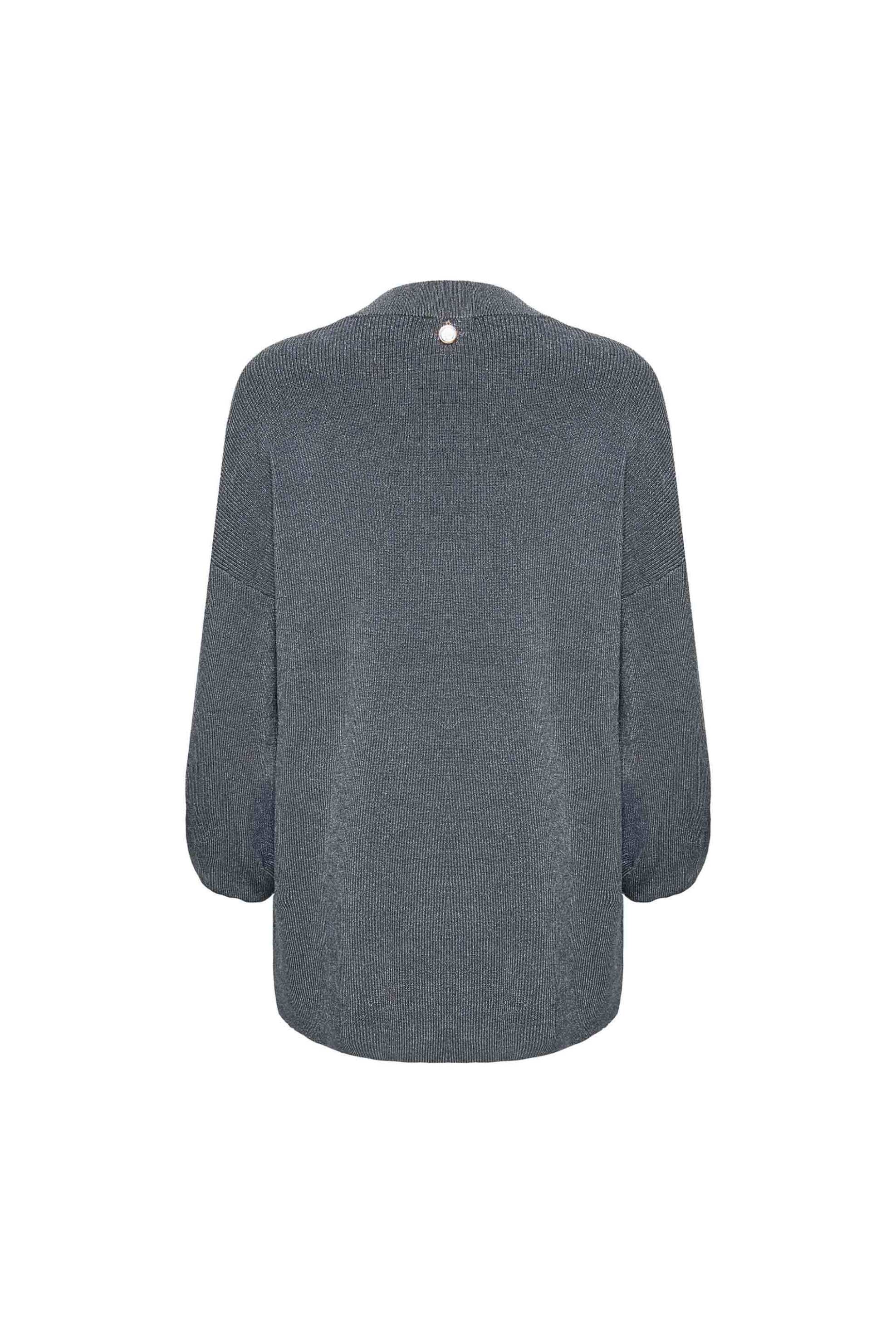 Sarah Lawrence γυναικεία πλεκτή μπλούζα lurex με στρας - 261-0708 Γκρι φωτογραφία