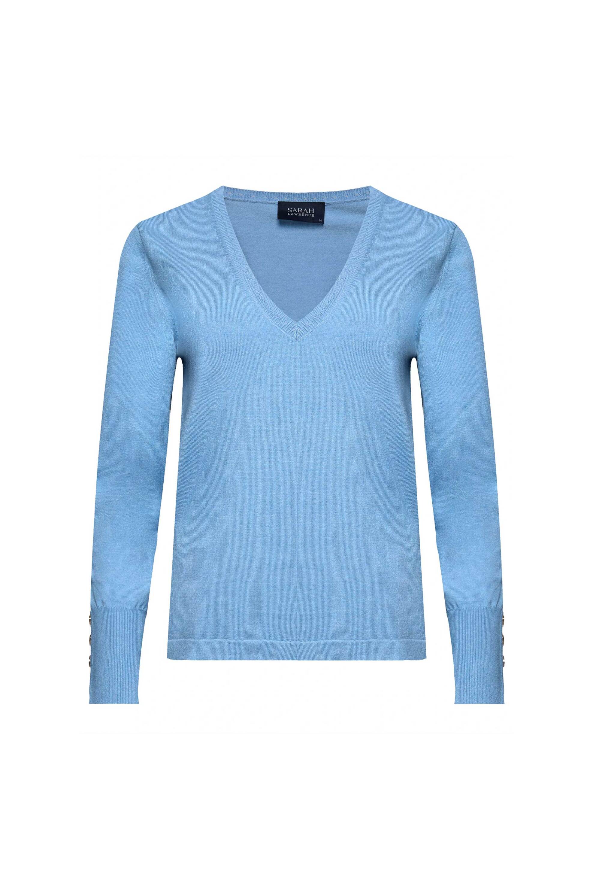 Sarah Lawrence γυναικεία πλεκτή μπλούζα με V λαιμόκοψη - 261-0710 Γαλάζιο φωτογραφία