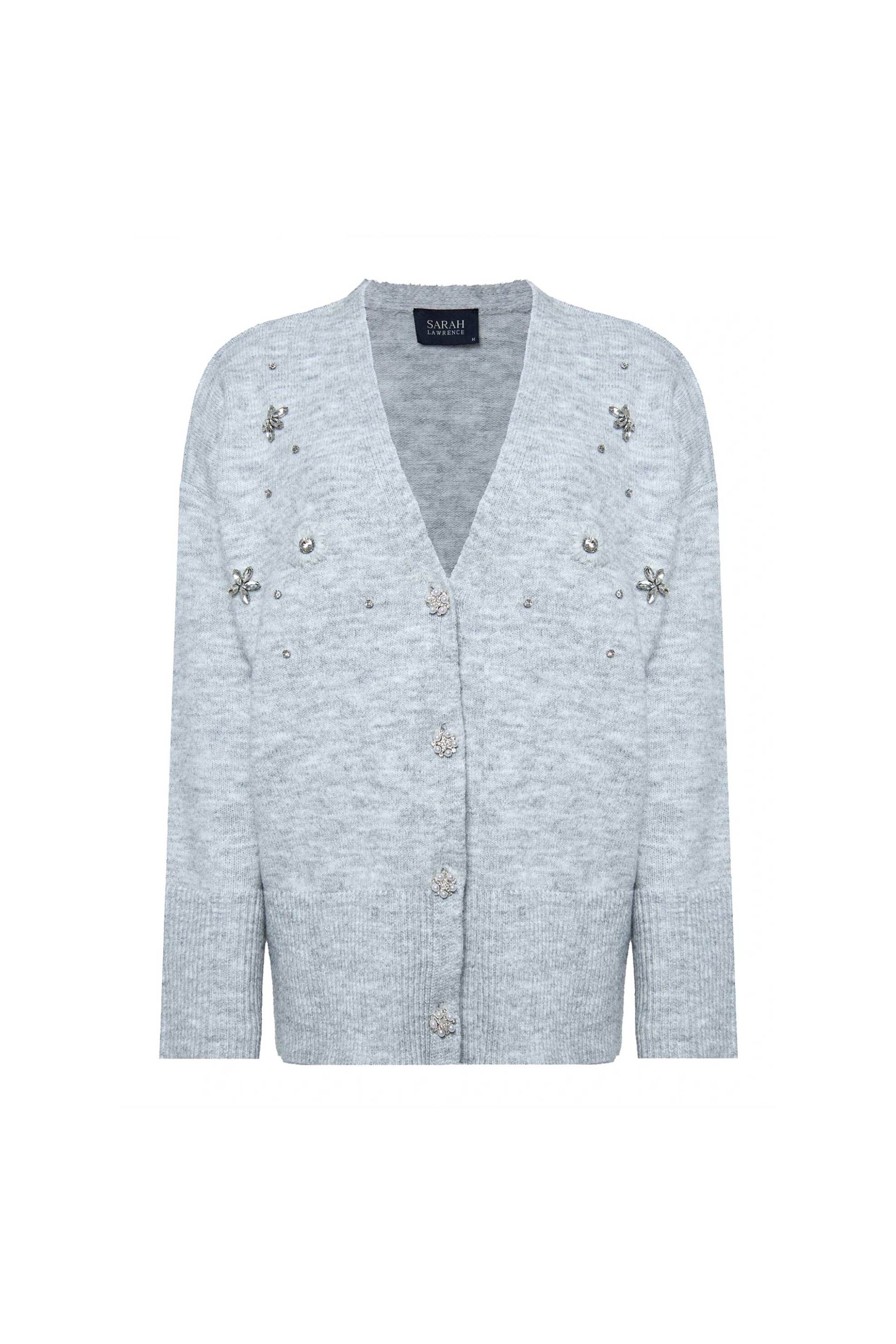 Sarah Lawrence γυναικεία ζακέτα με κέντημα στρας - 261-1002 Γκρι φωτογραφία