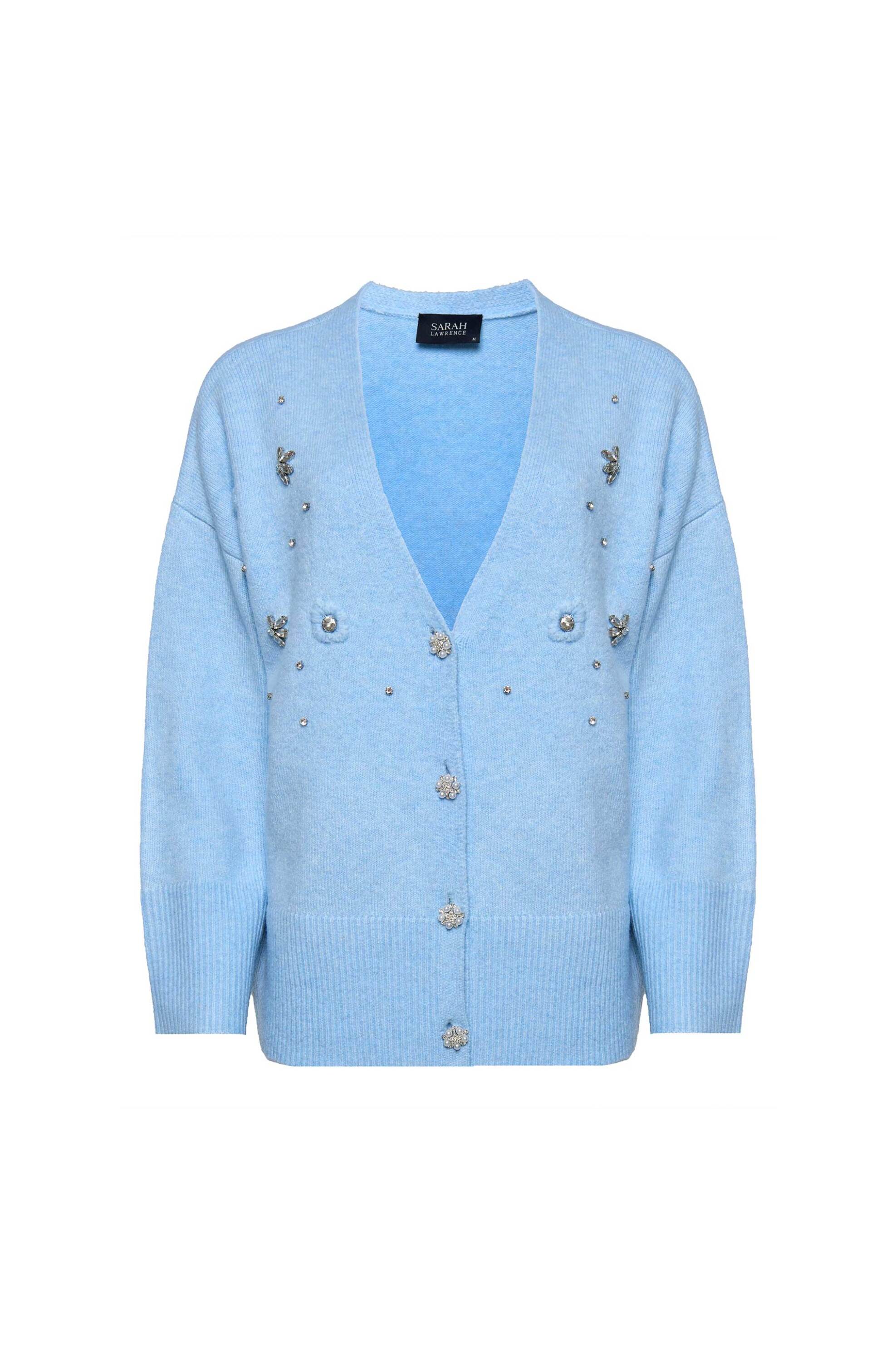 Sarah Lawrence γυναικεία ζακέτα με κέντημα στρας - 261-1002 Γαλάζιο φωτογραφία