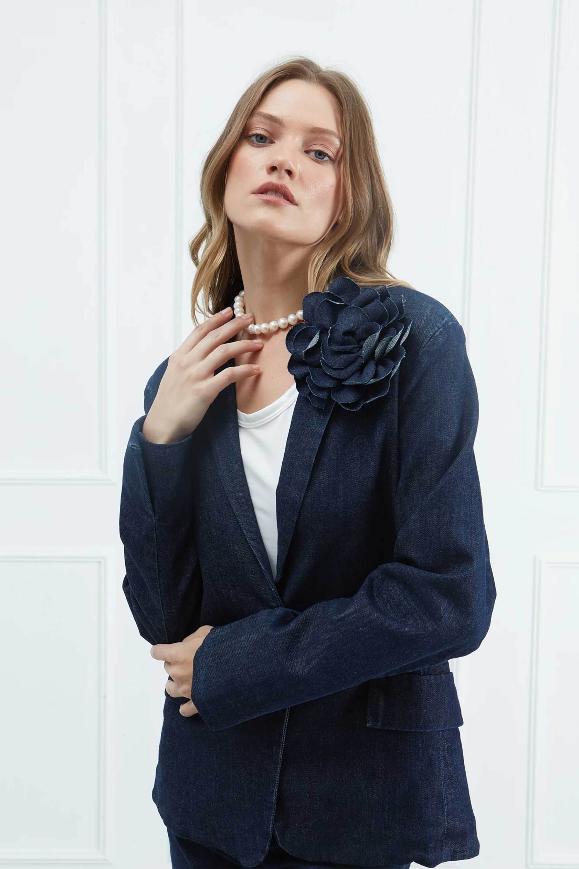 Sarah Lawrence γυναικείο σακάκι denim - 261-0101 Denim Blue