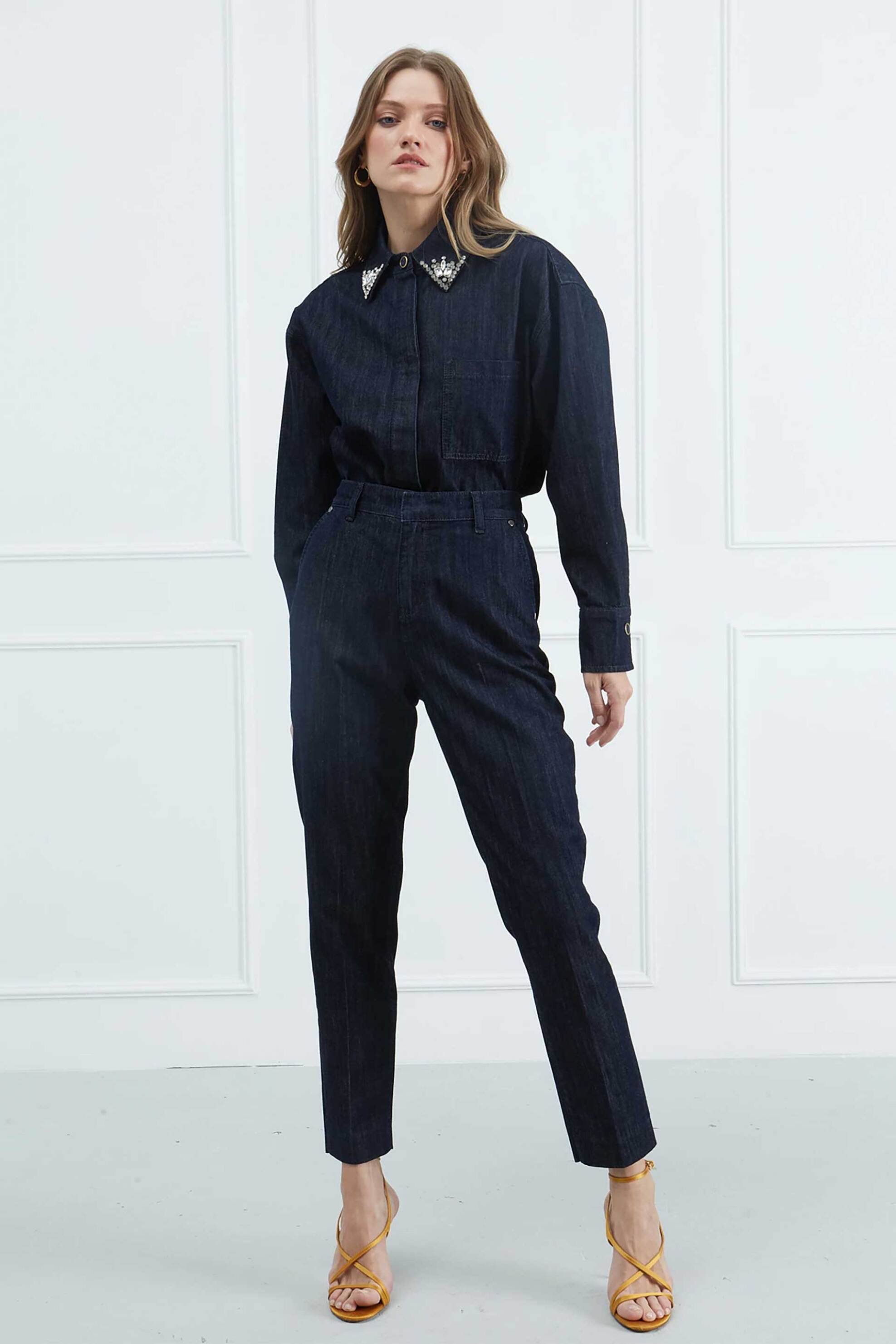 Sarah Lawrence γυναικείο παντελόνι denim Cigarette - 261-0201 Denim Blue