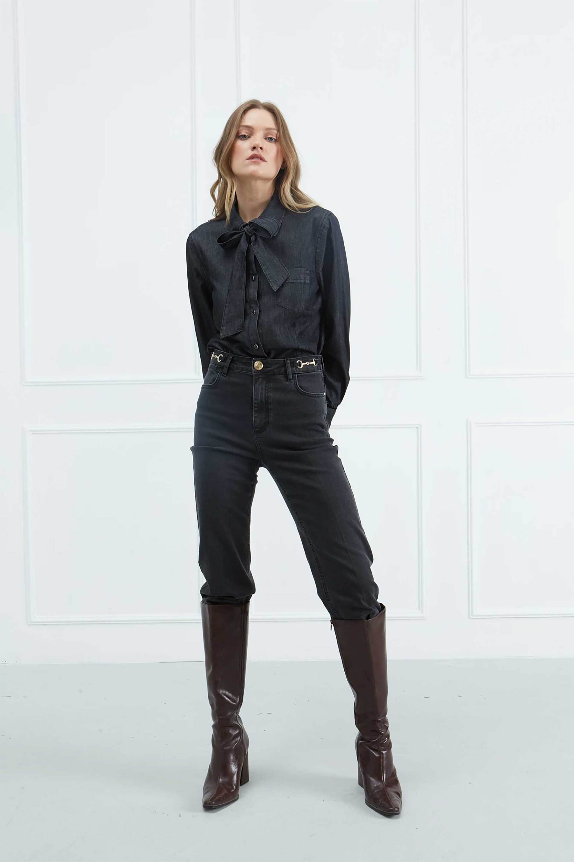 Sarah Lawrence γυναικείο τζιν παντελόνι Straight Fit - 261-0234 Μαύρο