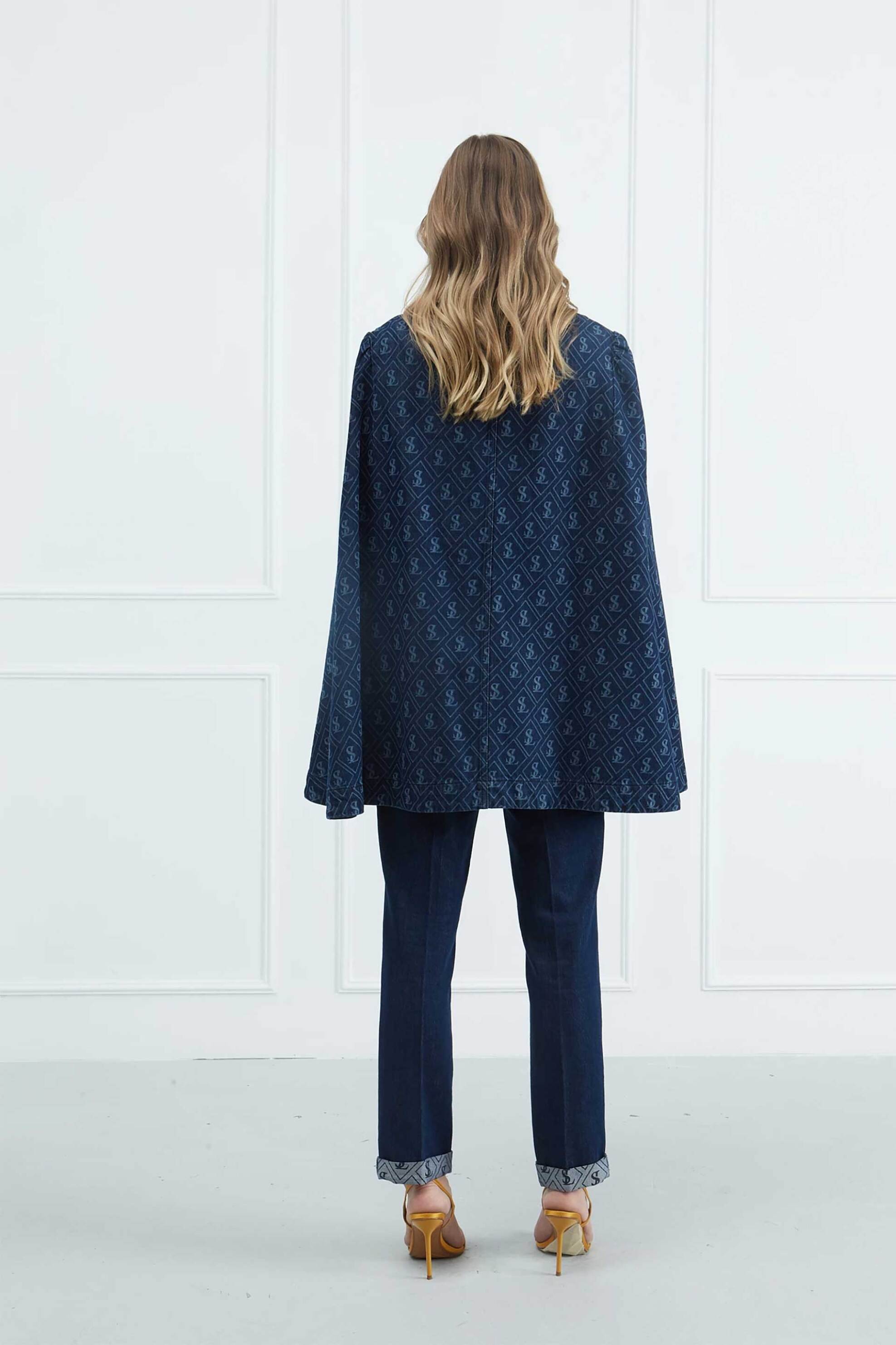 Sarah Lawrence γυναικεία κάπα denim με τύπωμα - 261-1501 Denim Blue φωτογραφία