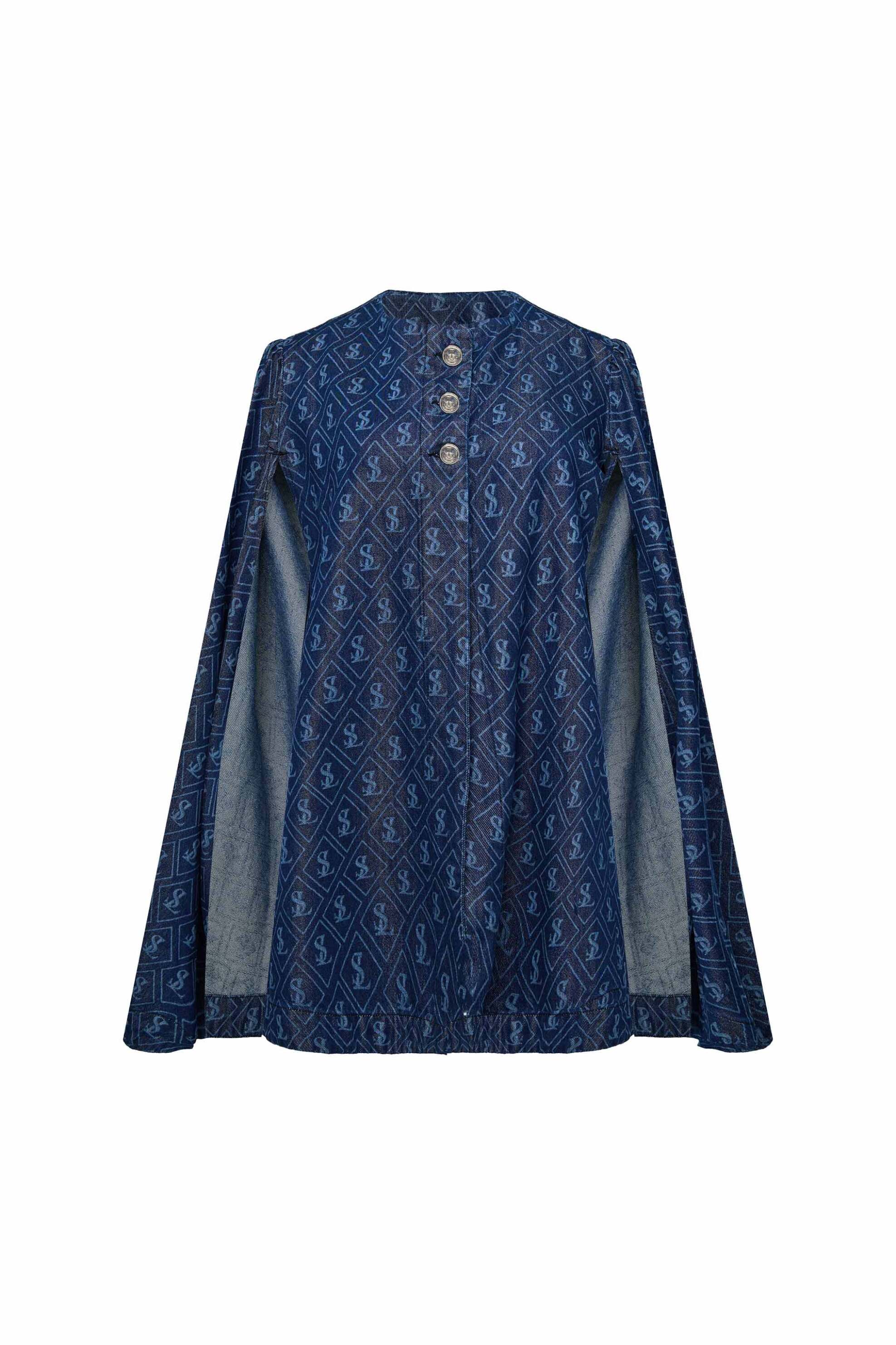 Sarah Lawrence γυναικεία κάπα denim με τύπωμα - 261-1501 Denim Blue φωτογραφία