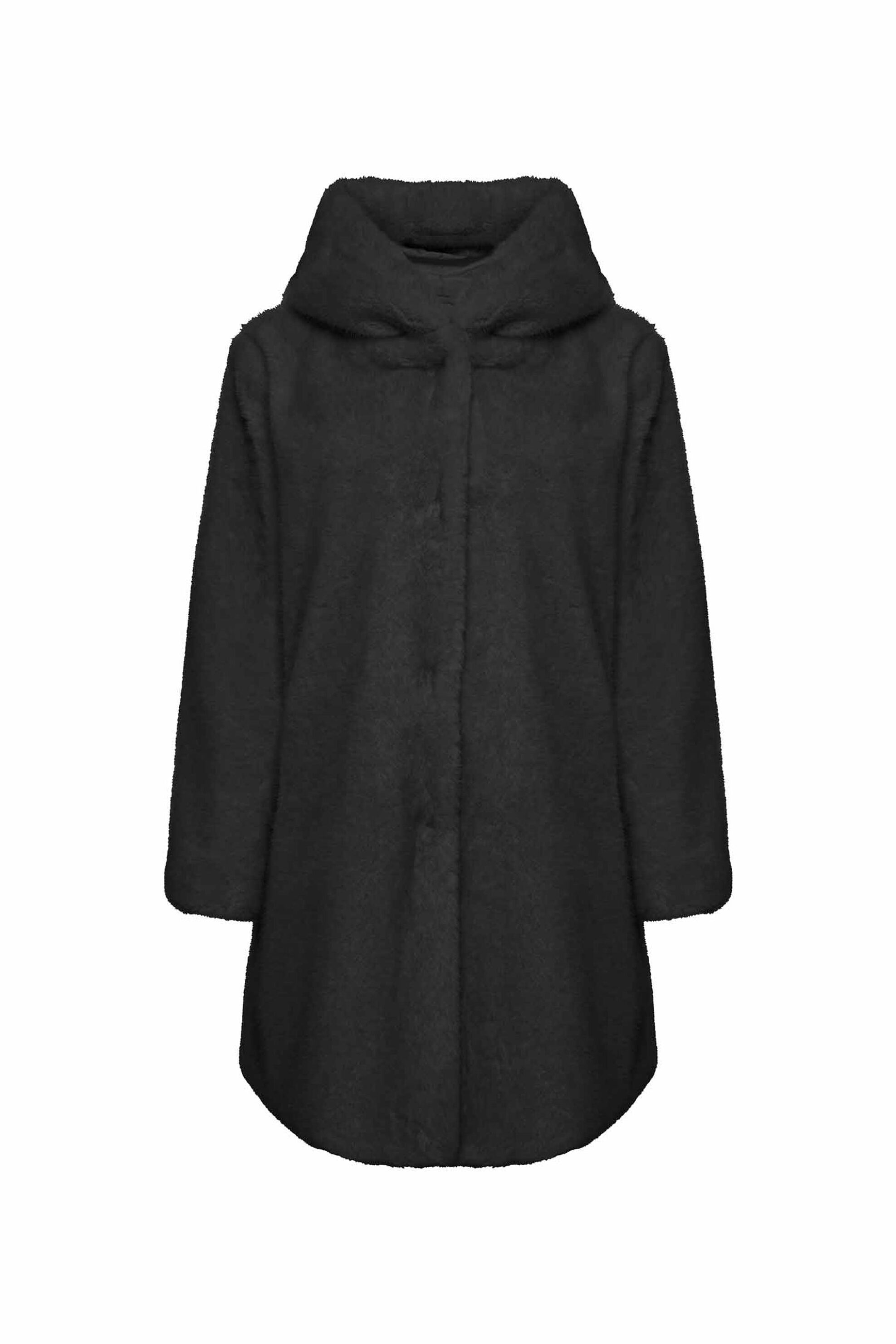 SARAH LAWRENCE JEANS Sarah Lawrence γυναικεία faux γούνα με κουκούλα - 261-1301 Μαύρο