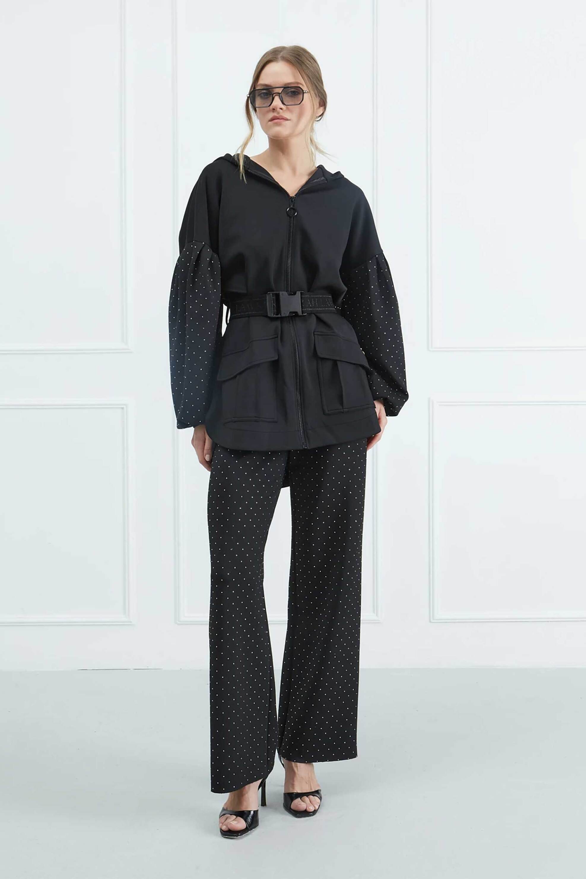 Sarah Lawrence γυναικεία ζακέτα με στράς - 161-1001 Μαύρο