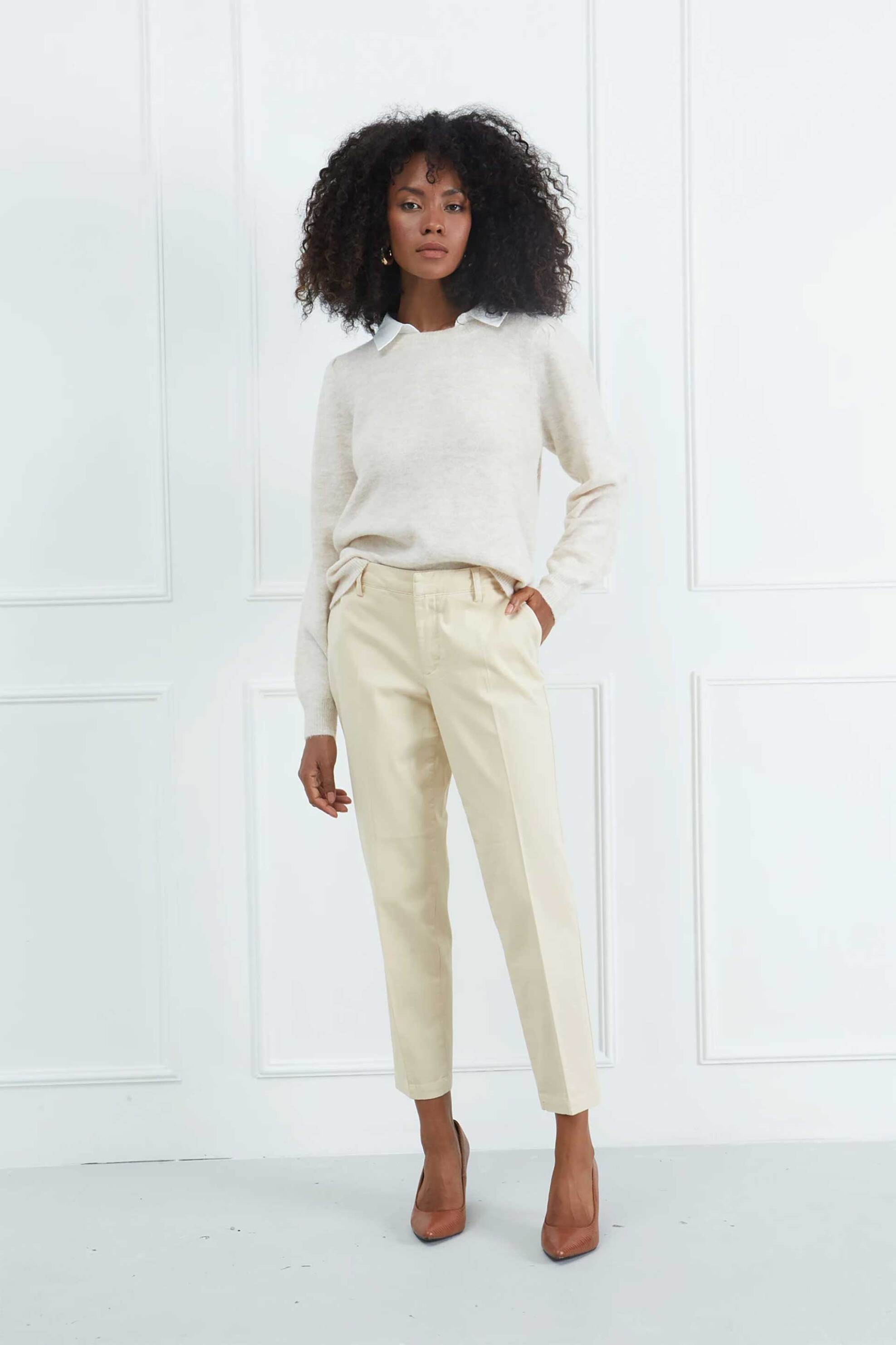 Sarah Lawrence γυναικείο παντελόνι chino - 261-0218 Εκρού