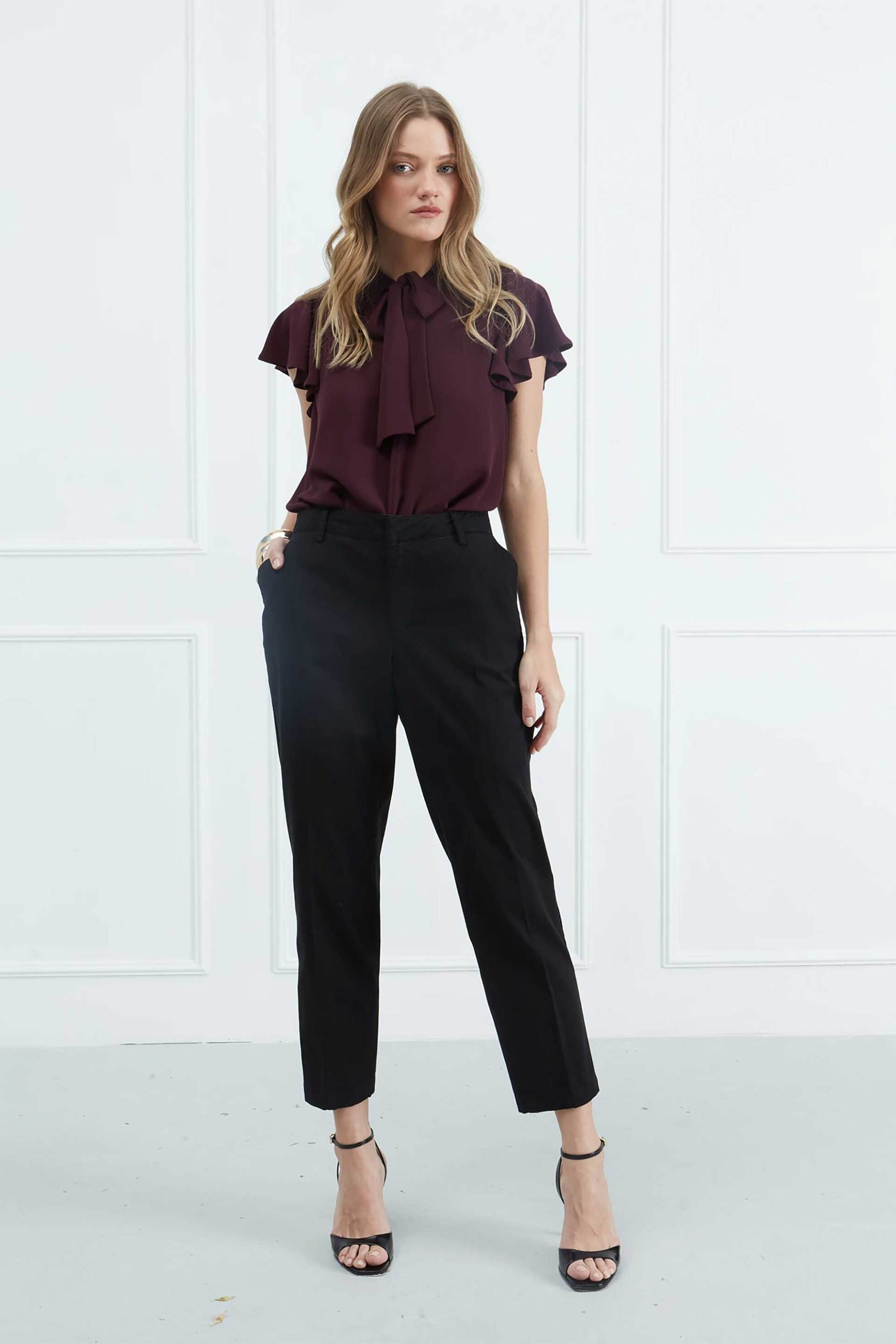 Sarah Lawrence γυναικείο παντελόνι chino - 261-0218 Μαύρο