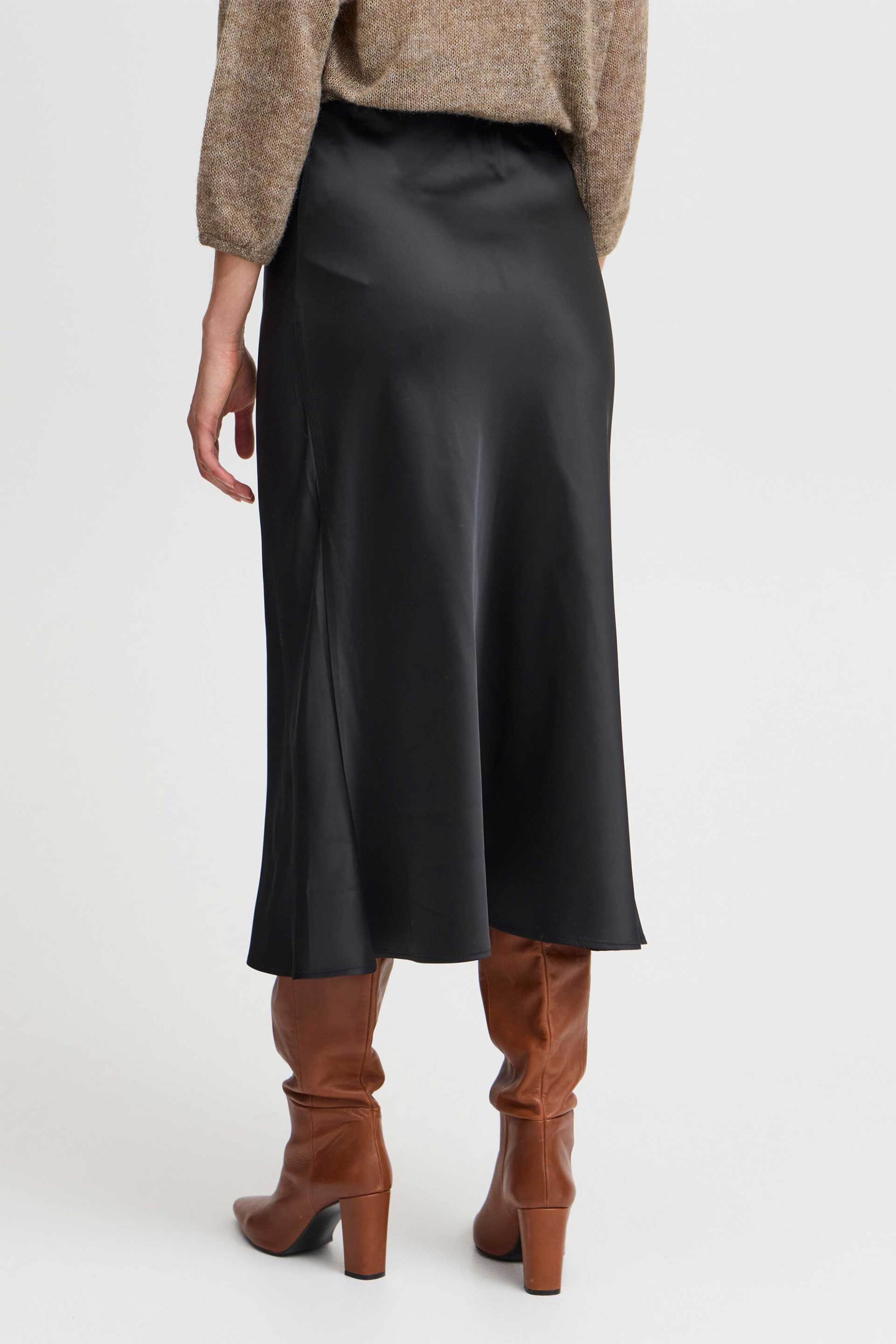 Fransa γυναικεία midi σατέν φούστα με ελαστική μέση Curved Fit - 20614112 Μαύρο φωτογραφία