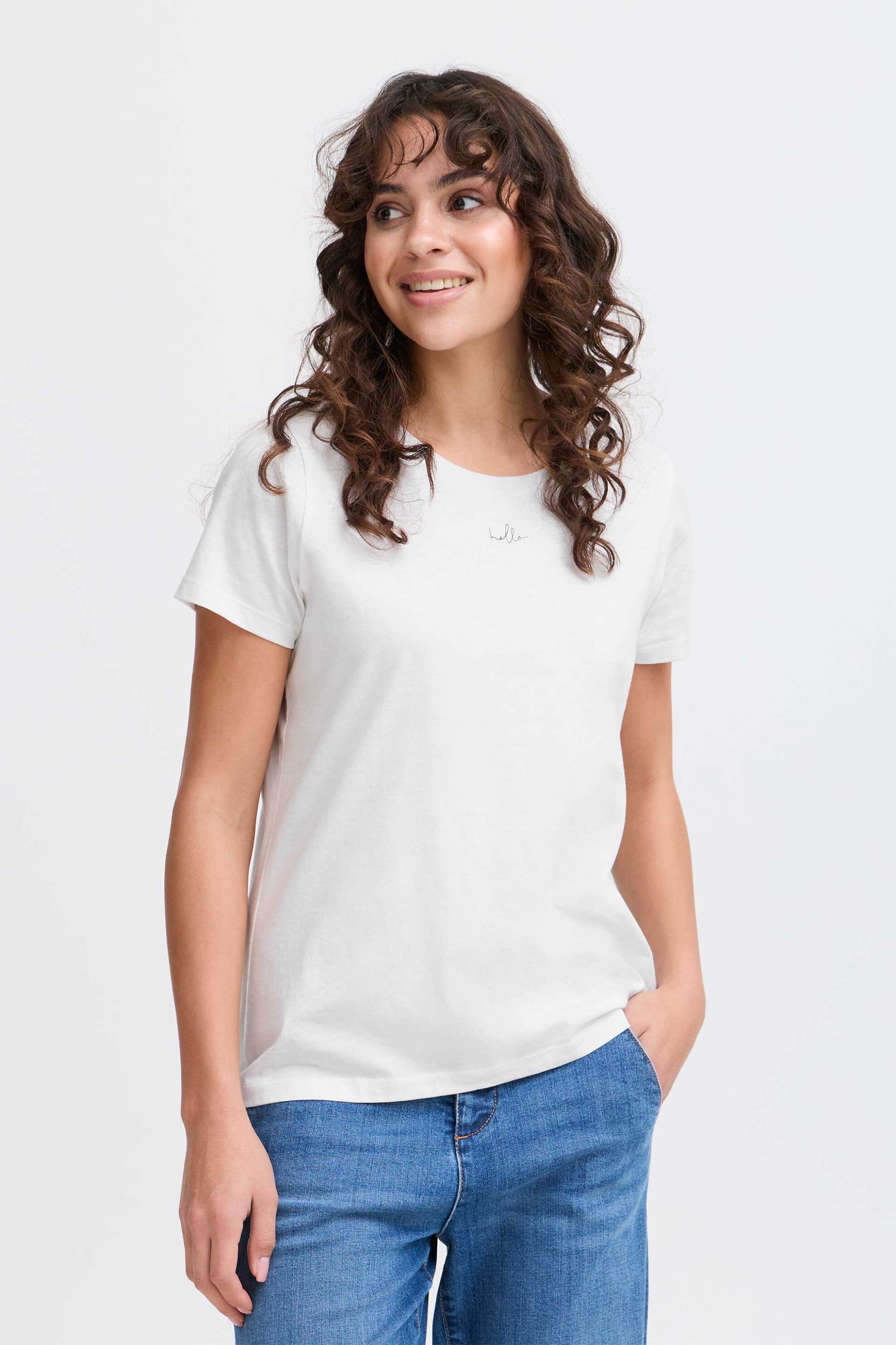 FRANSA Fransa γυναικείο T-shirt με print hello "Frtima" - 20615288 Λευκό
