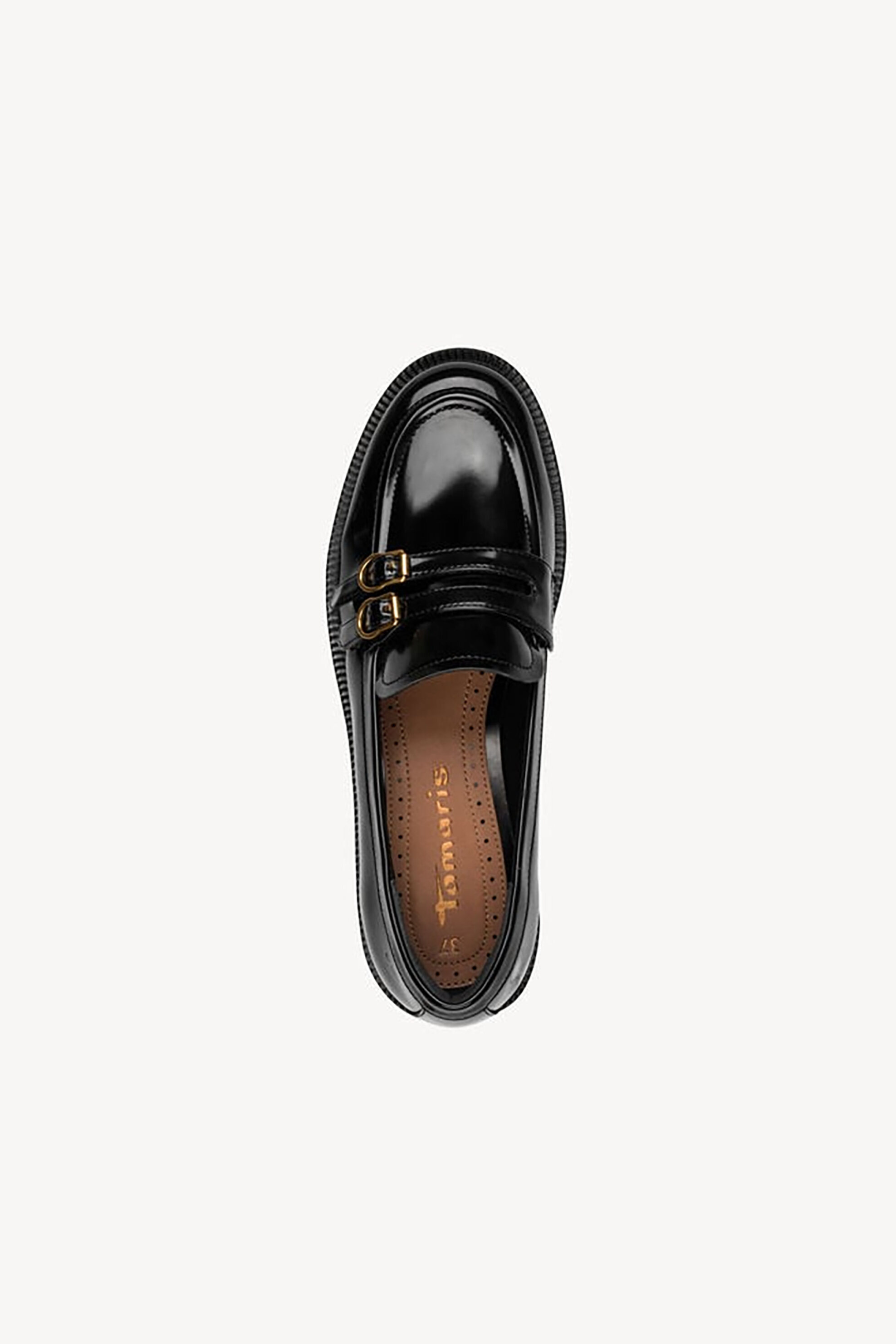 Tamaris γυναικεία loafers με χρυσές διπλές αγκράφες - 1-24348-45 Μαύρο φωτογραφία