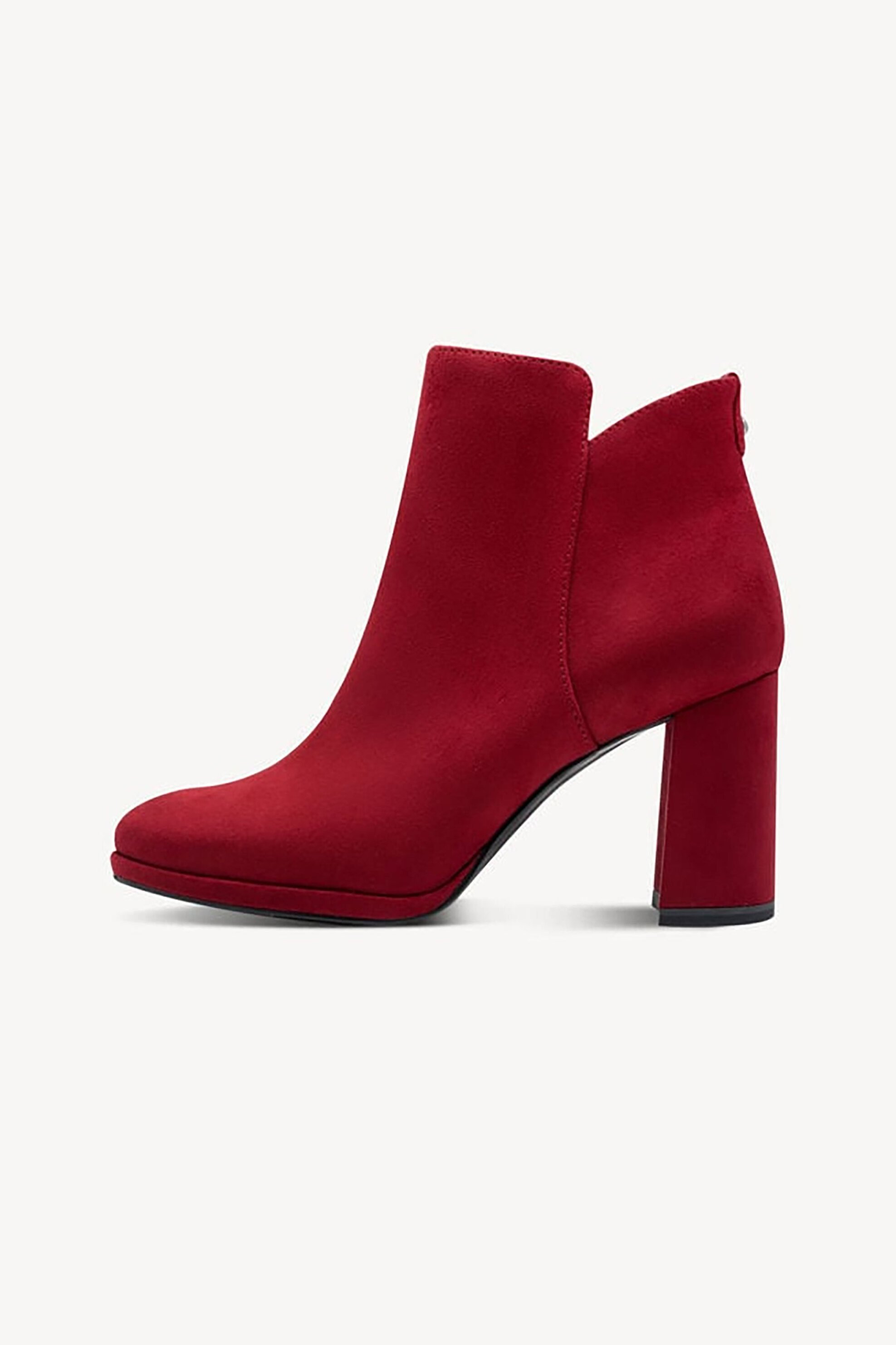 Tamaris γυναικεία μποτάκια με χοντρό τακούνι μονόχρωμα - 1-25362-45 Κόκκινο